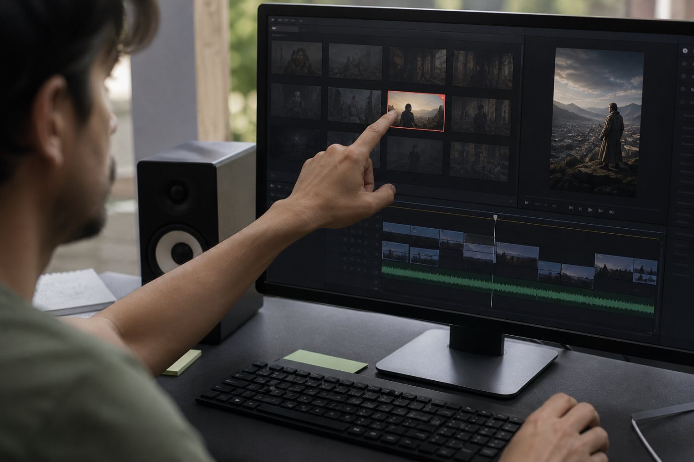 Un creador participante selecciona activos autorizados del catálogo de Disney para producir un vídeo corto.