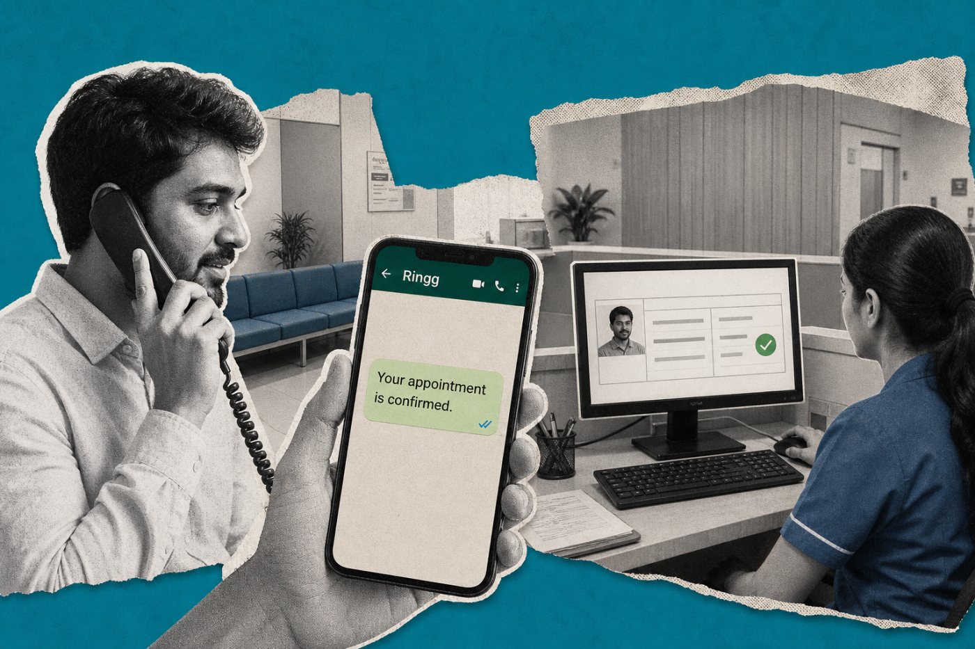 Un flujo de Ringg para Practo convierte una solicitud del paciente en una cita registrada.