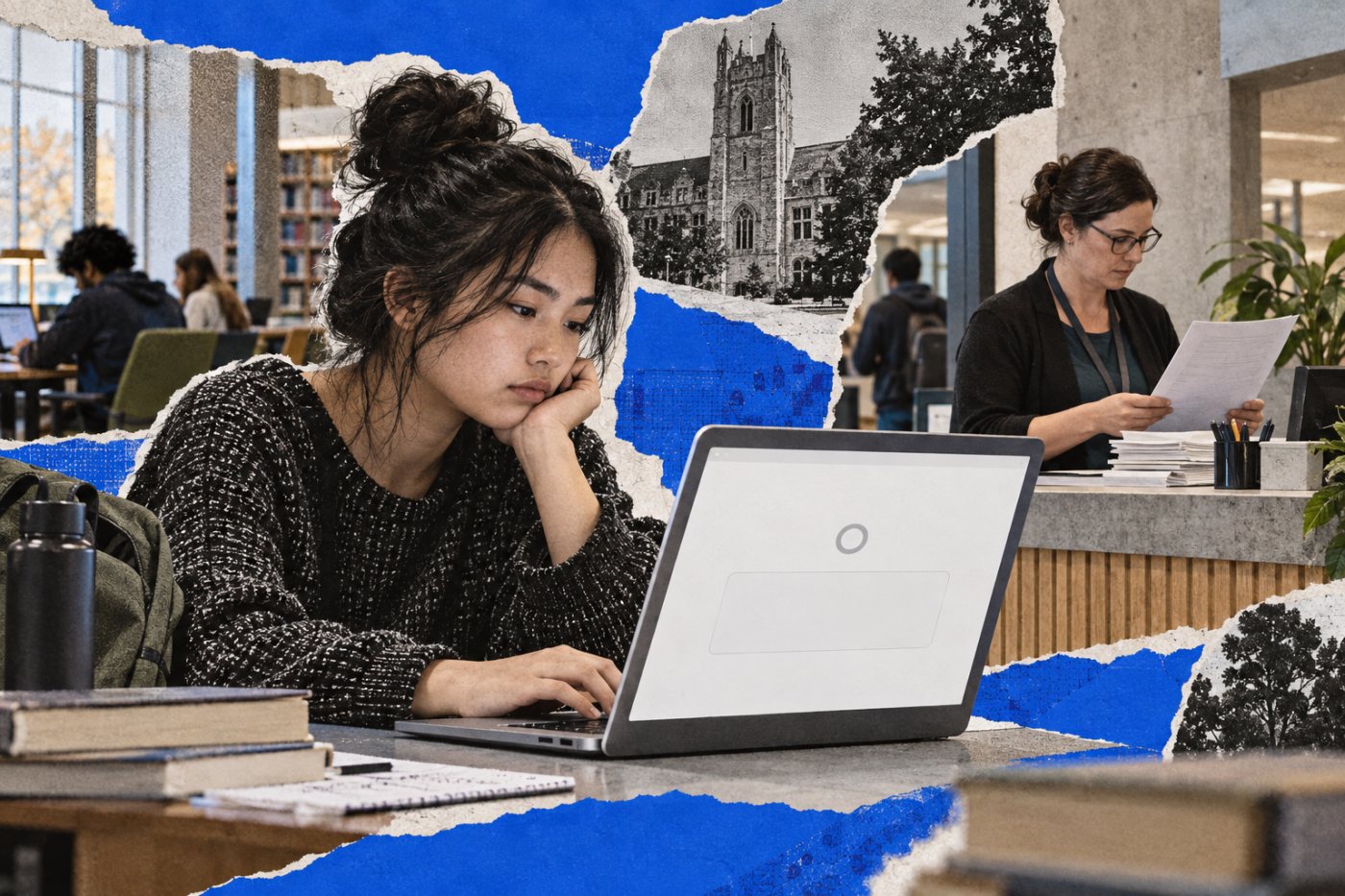A student checks campus access to the three-hour course, which depends on the institution’s consortium participation.