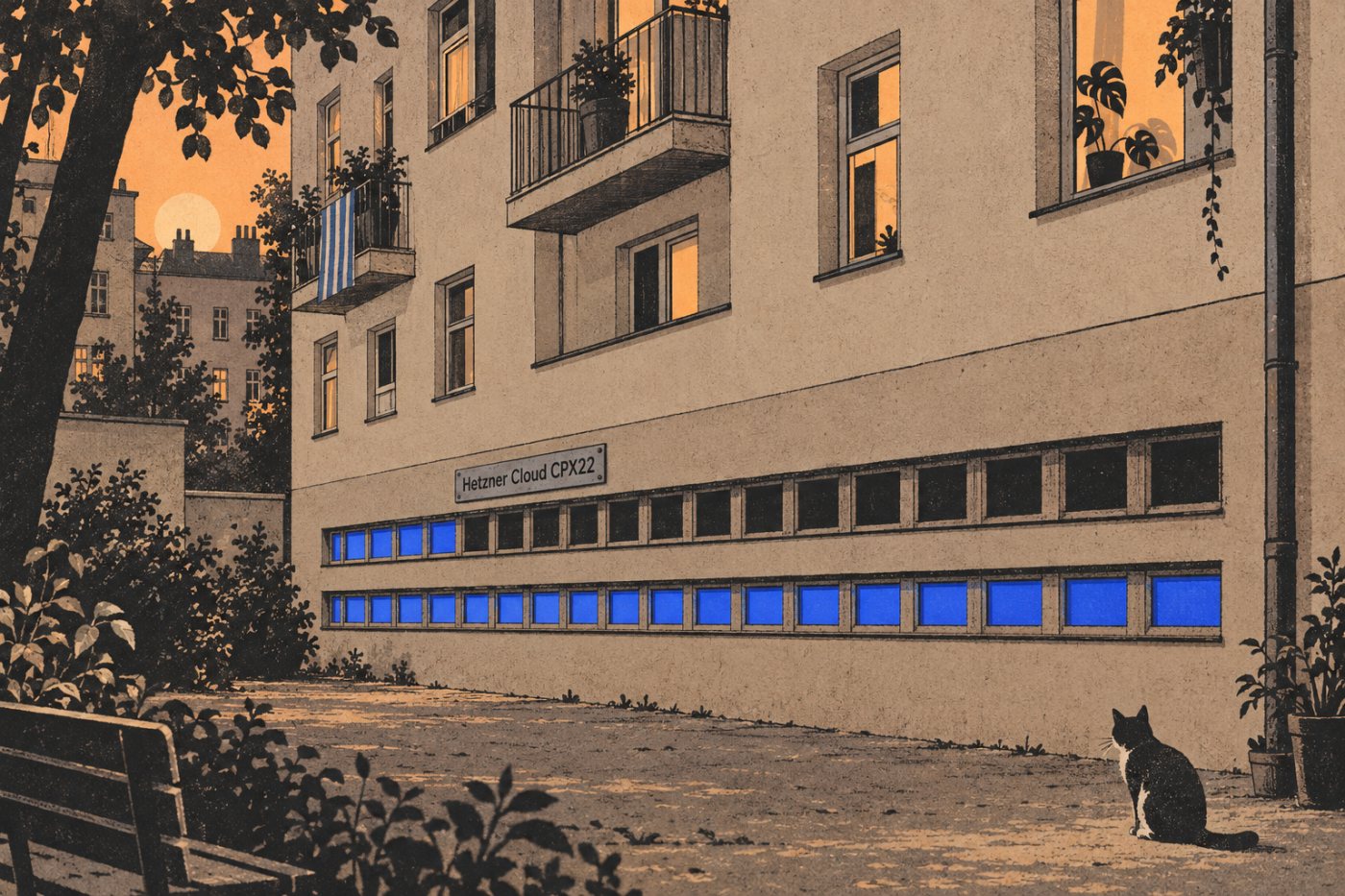 Modelové náklady Hetzner Cloud CPX22 a DigitalOcean Basic Droplet při krátkém vývojovém běhu a celoměsíčním provozu.