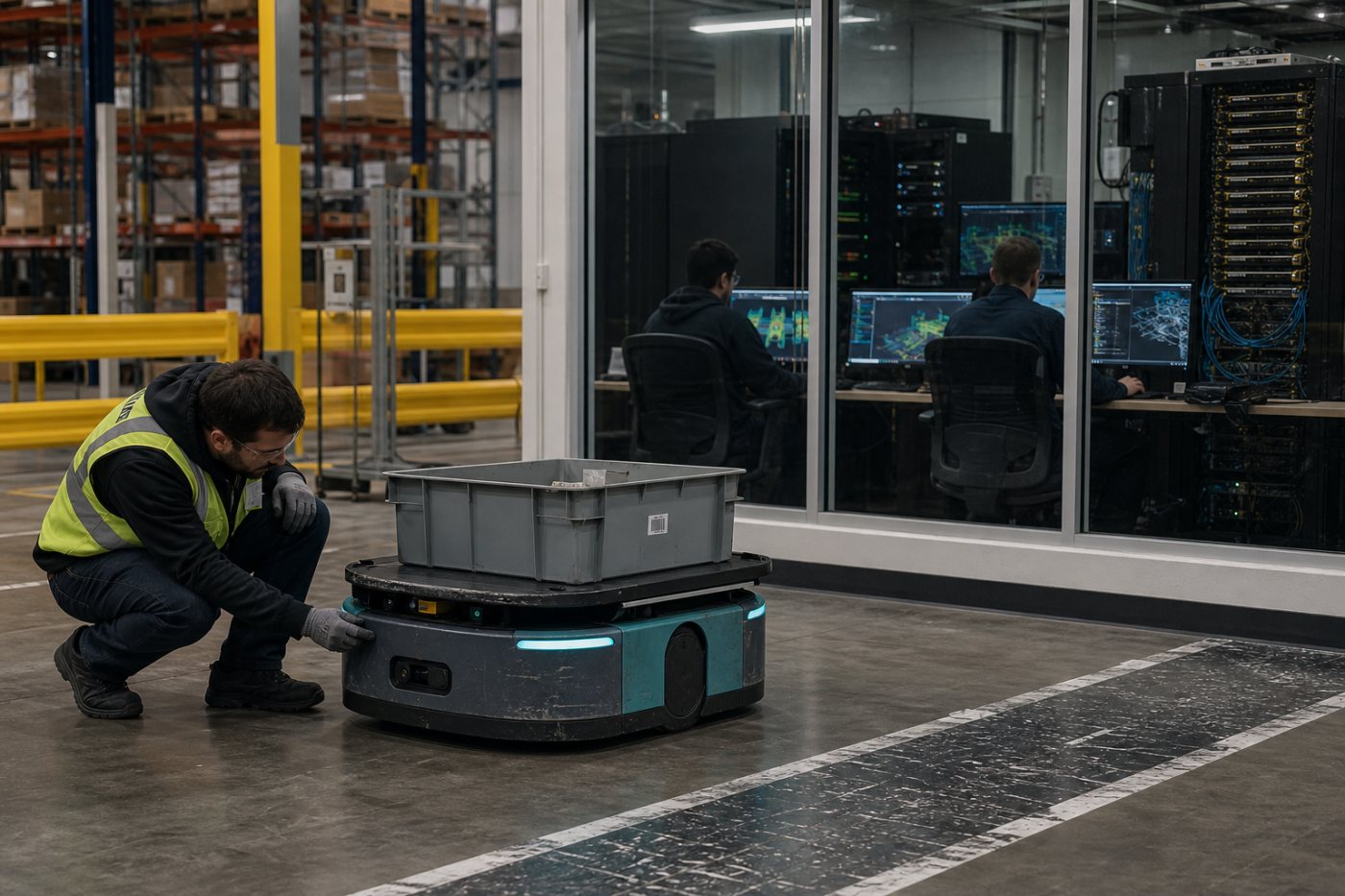 Amazon Robotics using Nvidia physical-AI technology for warehouse robot simulation, training and validation.
