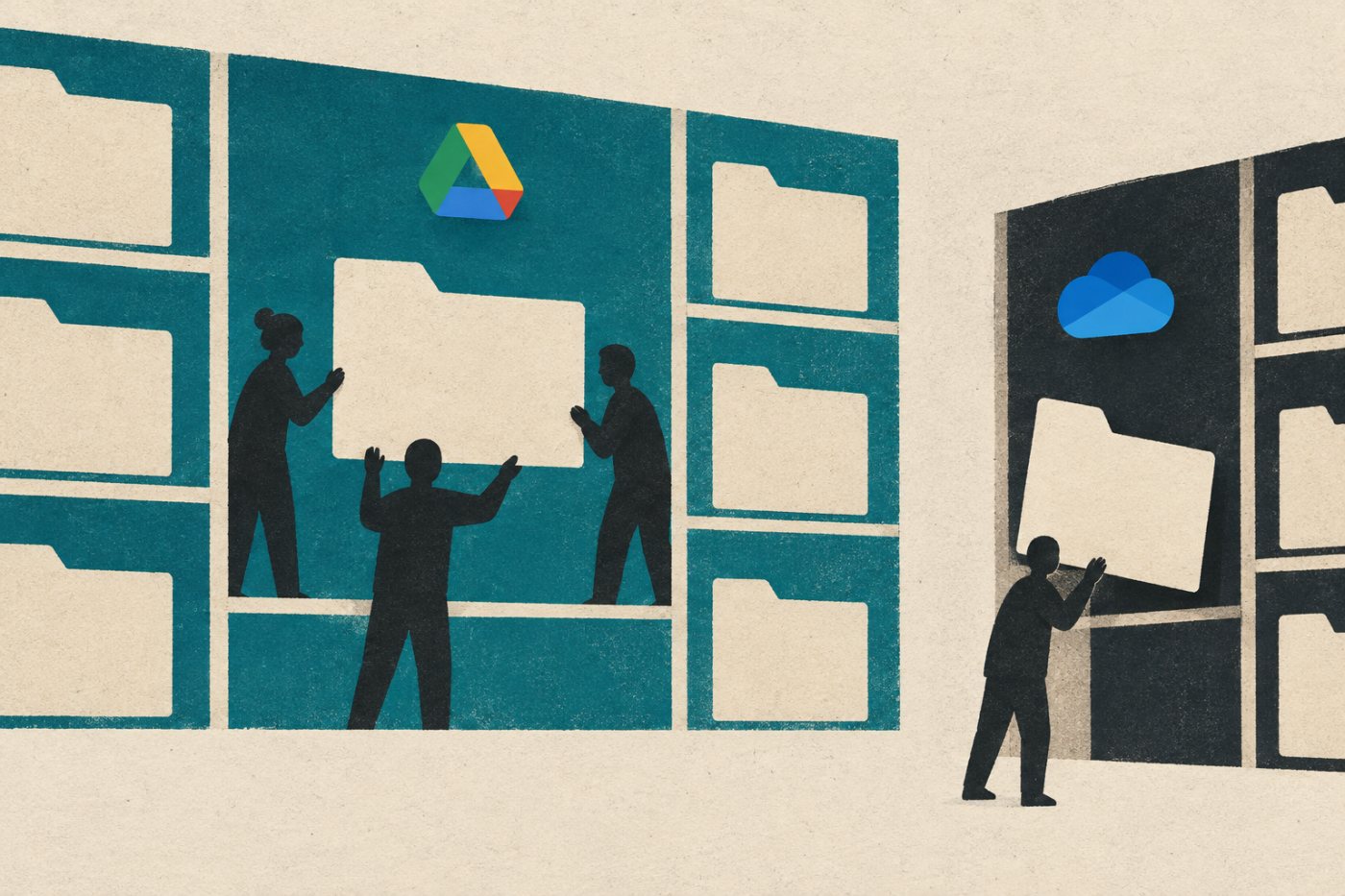Een gezamenlijk bewerkt bestand raakt verdeeld over Google Drive en OneDrive, waardoor de actuele versie minder duidelijk is.