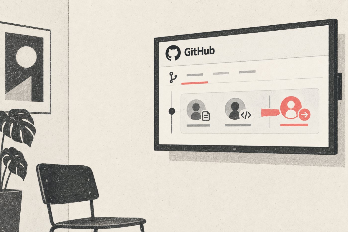 GitHub pokazuje przy jednym commicie oddzielne tożsamości committera i konta wykonującego push.