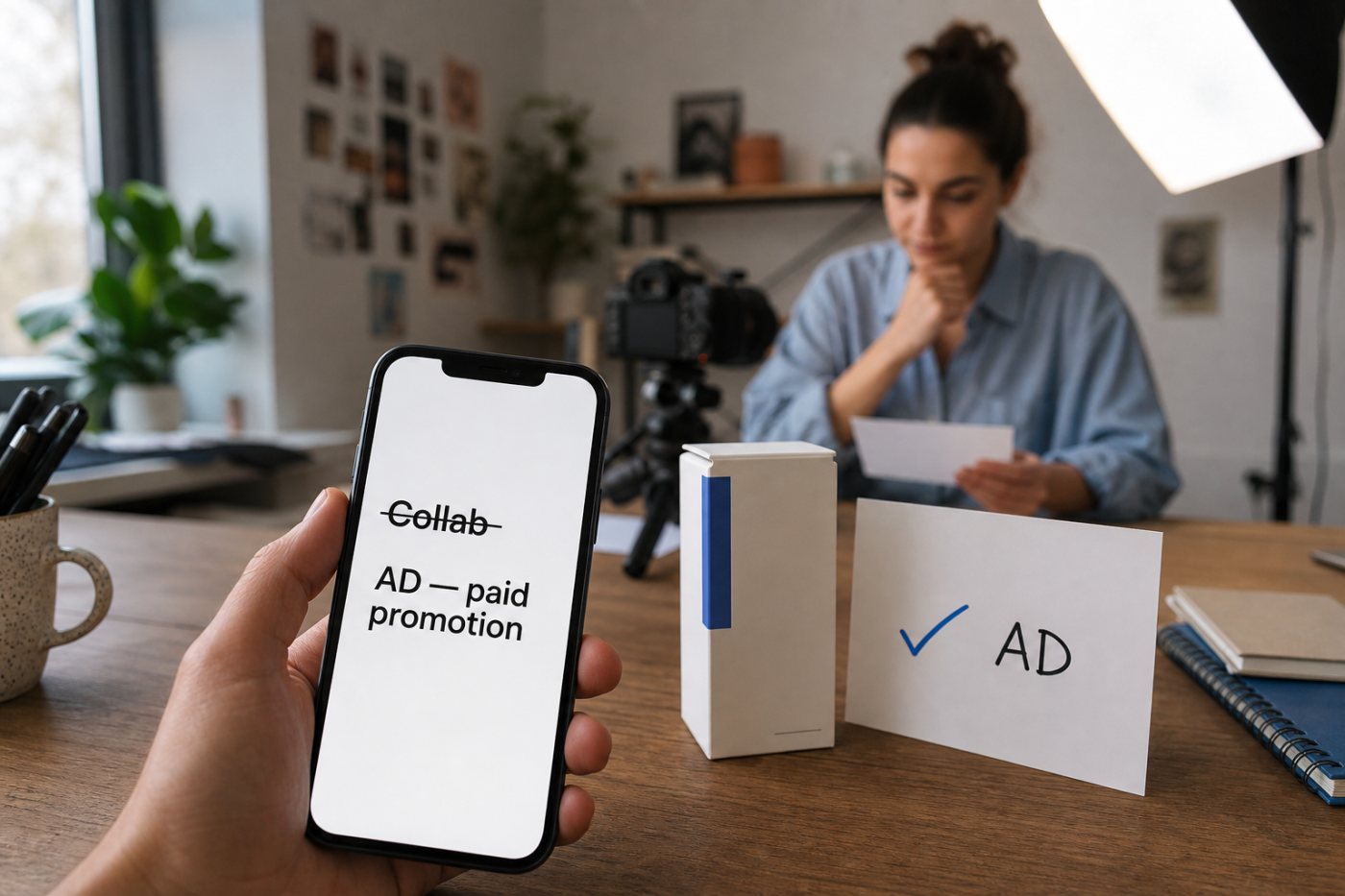 A creator replaces ambiguous sponsorship shorthand with a direct statement identifying the paid advertising relationship.