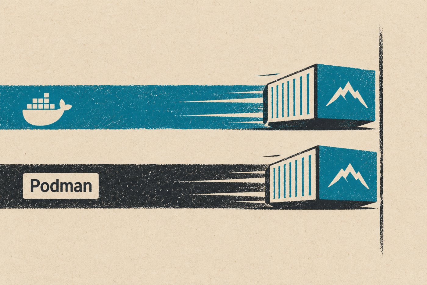 Цёплы запуск кантэйнера ў Docker і rootless Podman даў амаль аднолькавы час у апублікаваным тэсце.