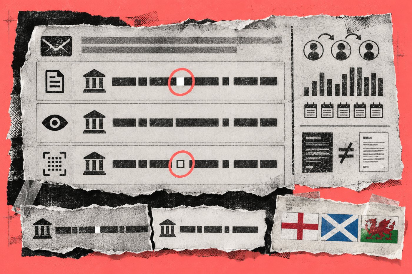 Comparação entre texto bruto, renderizado e extraído por OCR distingue um caractere suspeito de uma bandeira legítima.