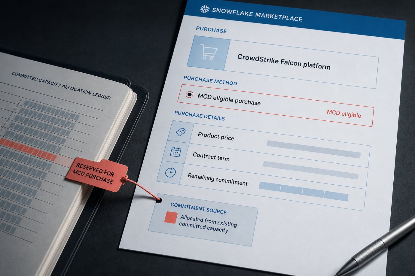 شراء CrowdStrike Falcon عبر Snowflake Marketplace باستخدام جزء مؤهل من التزام السعة ضمن برنامج MCD.