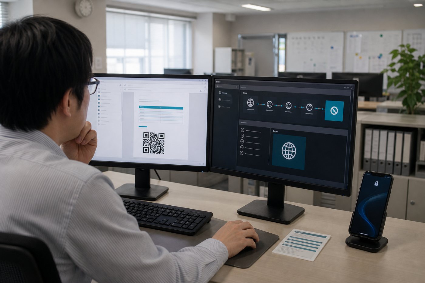 メール内のQRコードから遷移先を検査し、認証情報を狙うサイトを遮断する仕組み