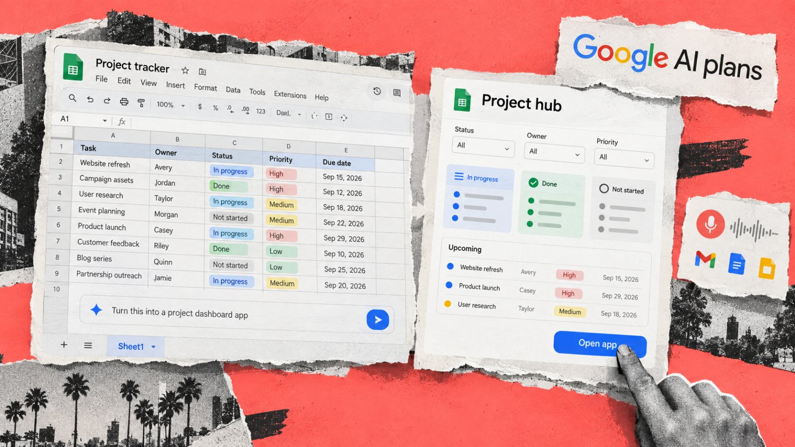 Google AI订阅新增语音写作:Sheets也能一键变成迷你应用