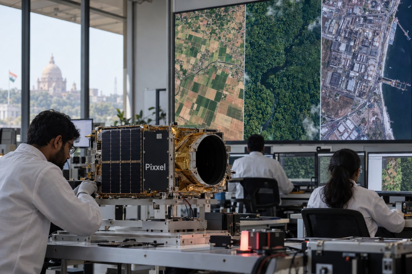Satélite Firefly e software Aurora conectando observação hiperespectral a informações sobre a superfície terrestre.