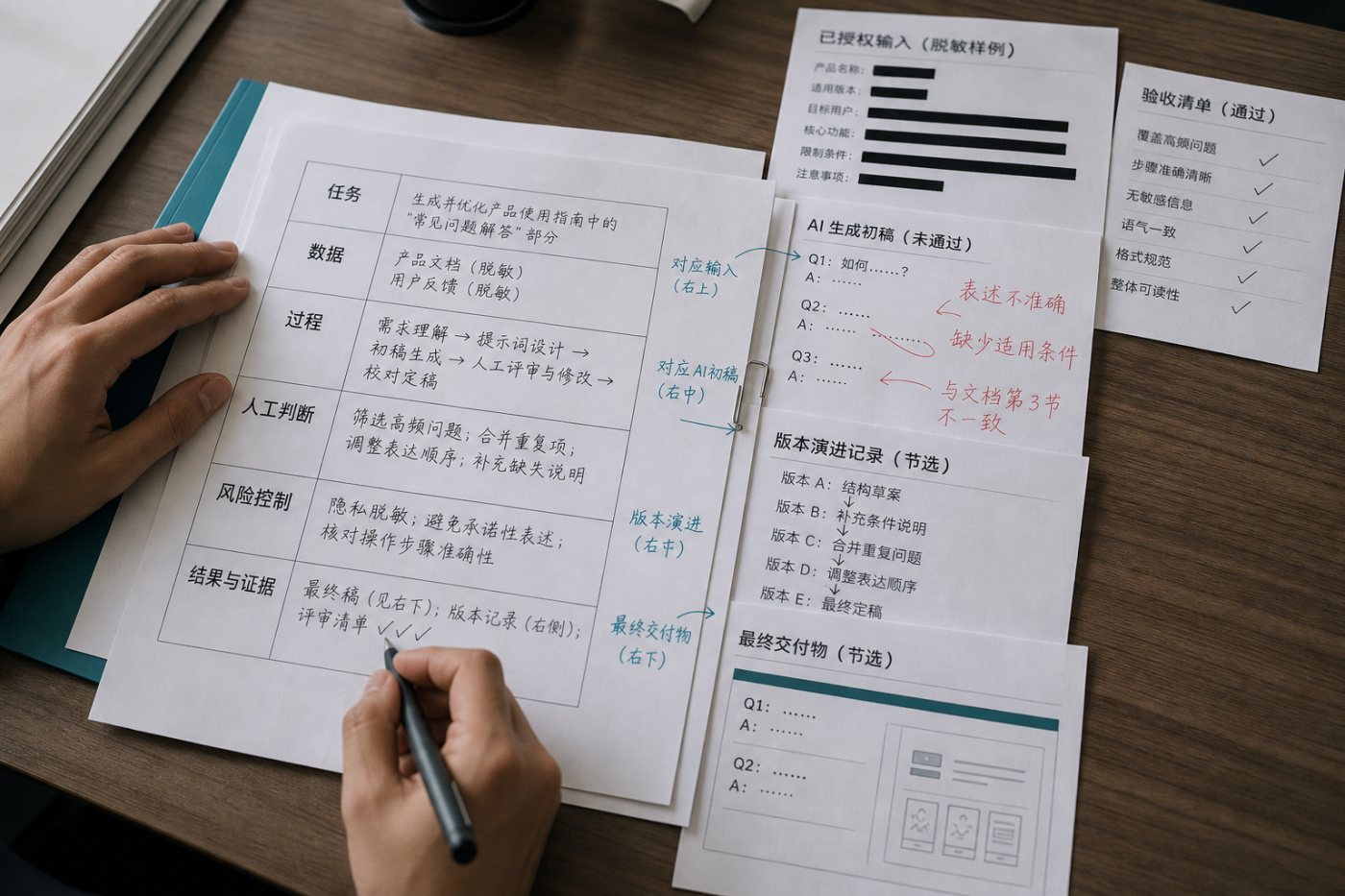 候选人把AI工具清单改写为包含任务、数据、人工复核、风险控制和结果证据的项目记录