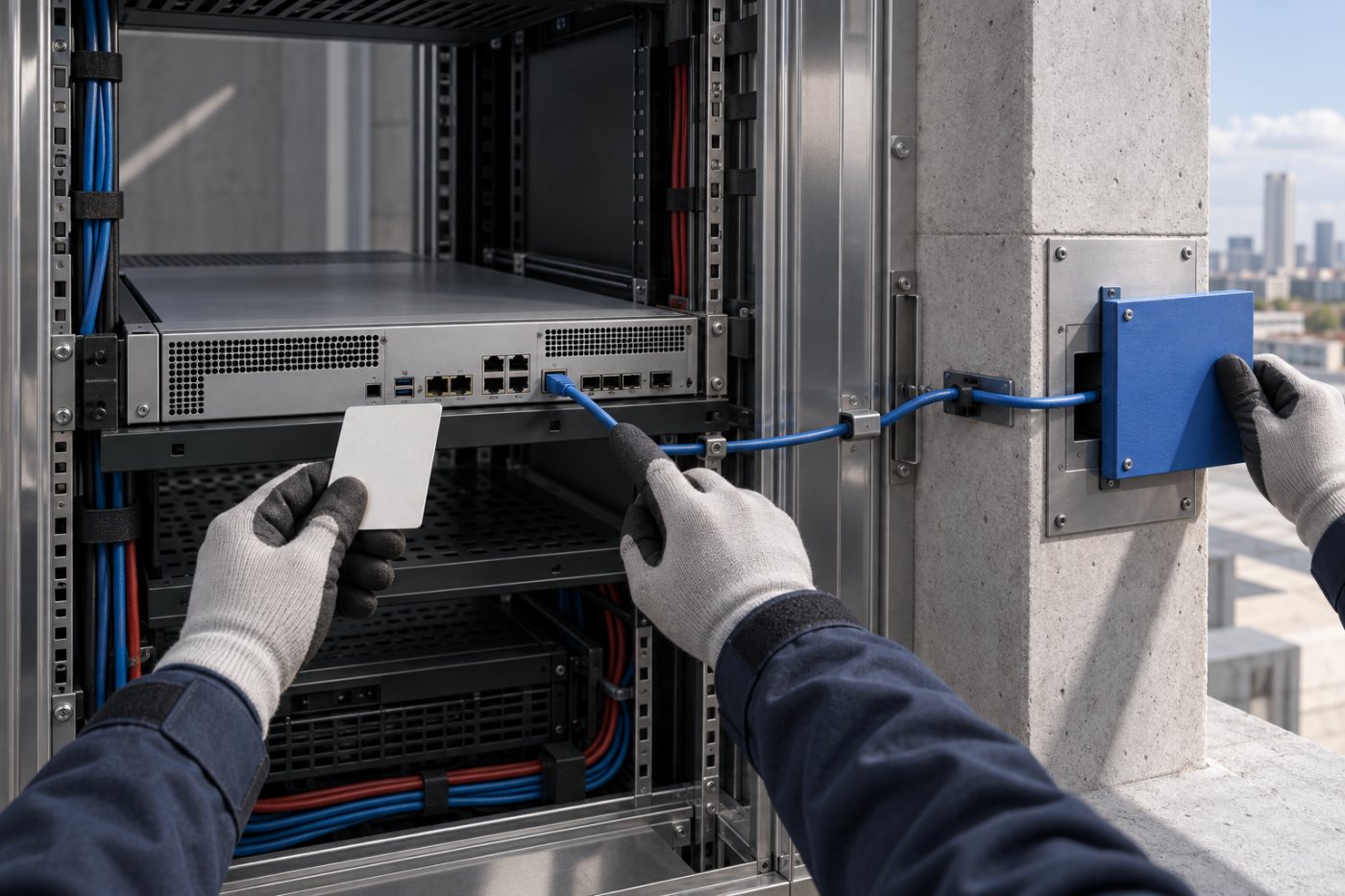 An infrastructure team checks the software release and internet exposure of an on-premises Cisco Secure FMC deployment.