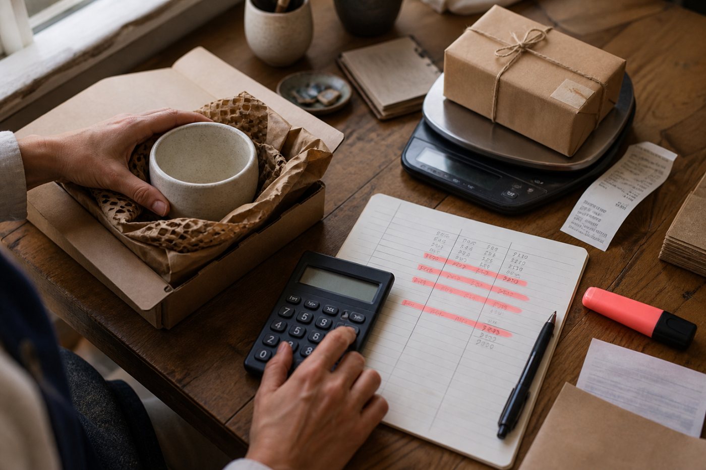 A basic US Etsy order is reduced from a $45 subtotal to $40.27 after listing, transaction, and payment-processing charges.