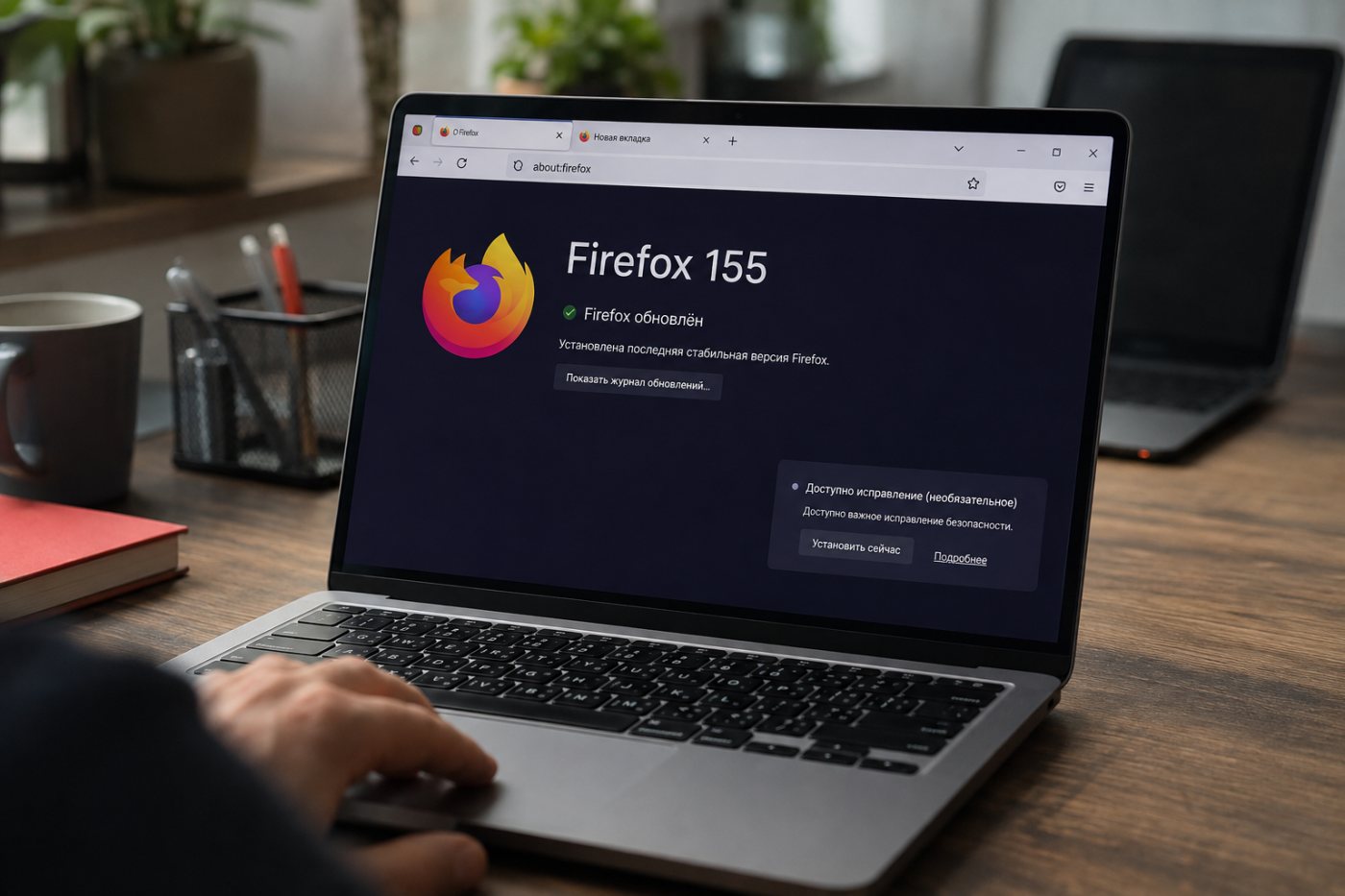 Firefox применяет обновление при перезапуске, а корректирующий выпуск отделён от плановой версии