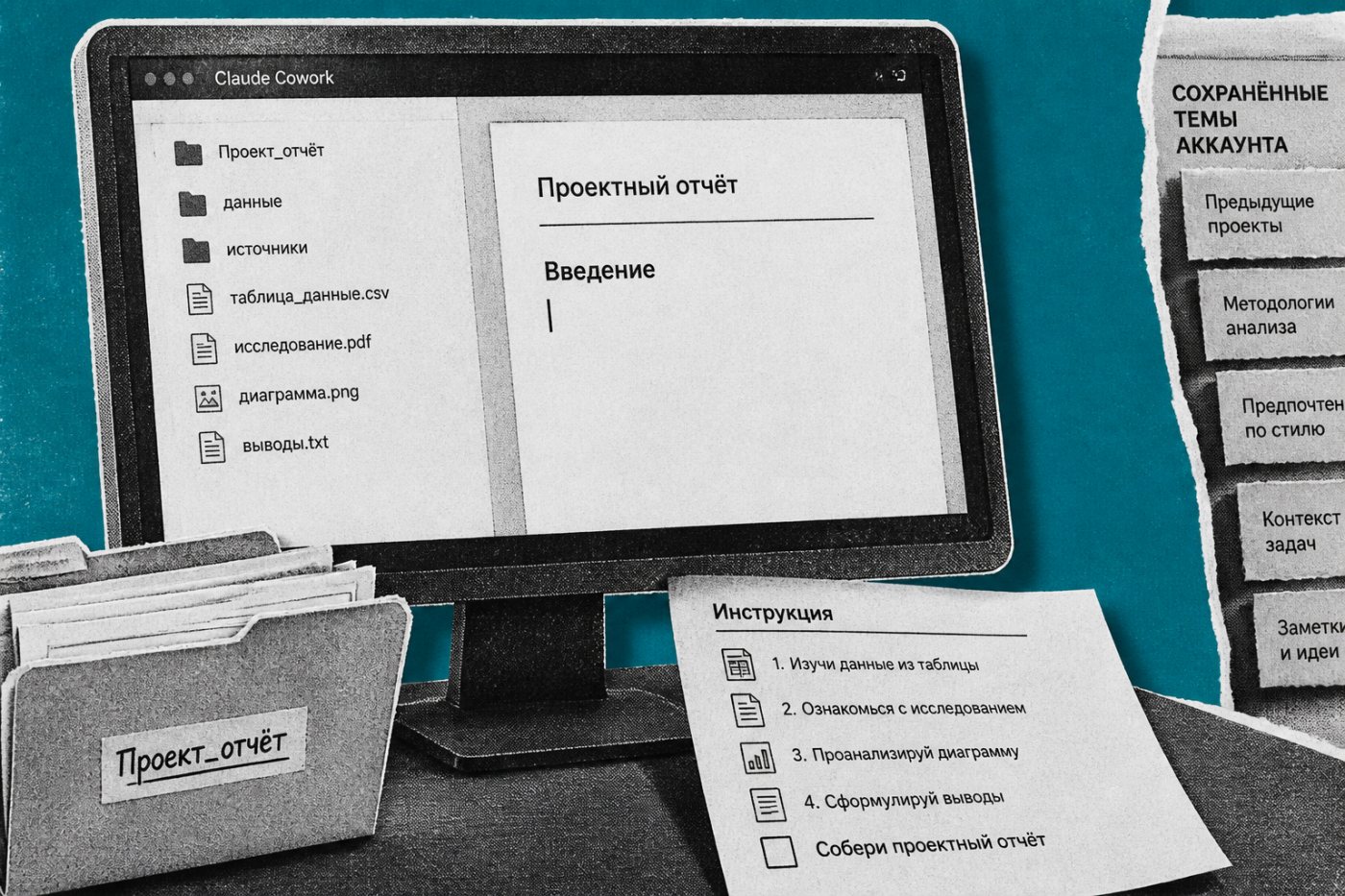 Локальный сеанс Claude Cowork использует файлы и инструкции компьютера без общей памяти аккаунта.