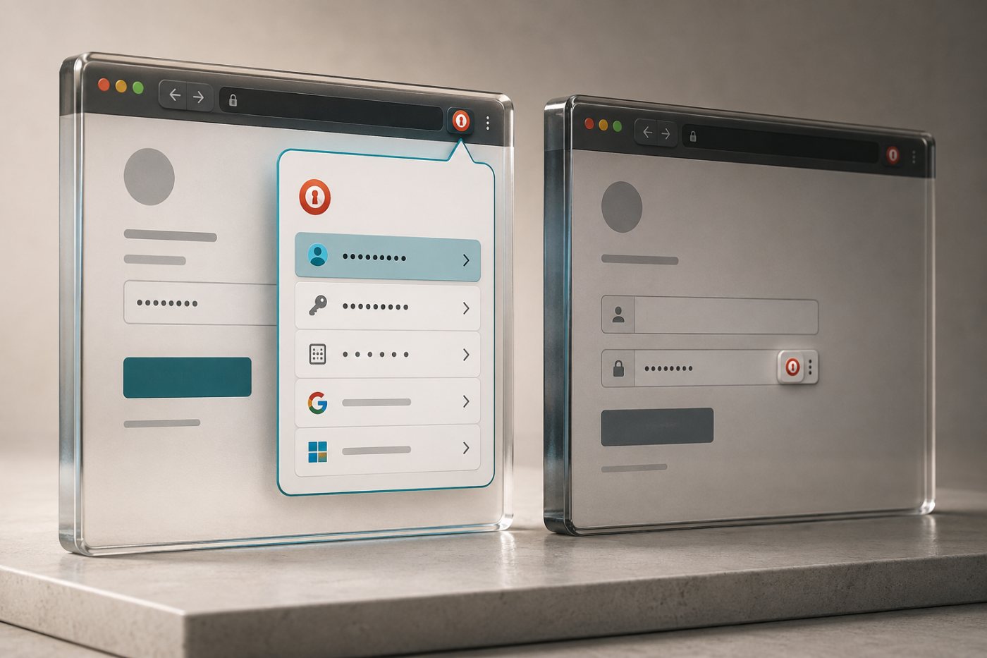 Universal Sign-in já aparece em uma extensão, enquanto outra instalação ainda mantém o preenchimento clássico.
