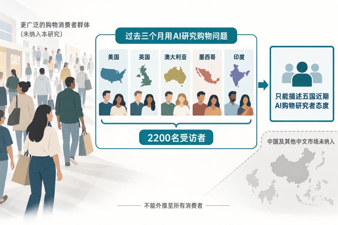 IAB调查仅覆盖五国近期使用AI研究购物问题的2200名受访者