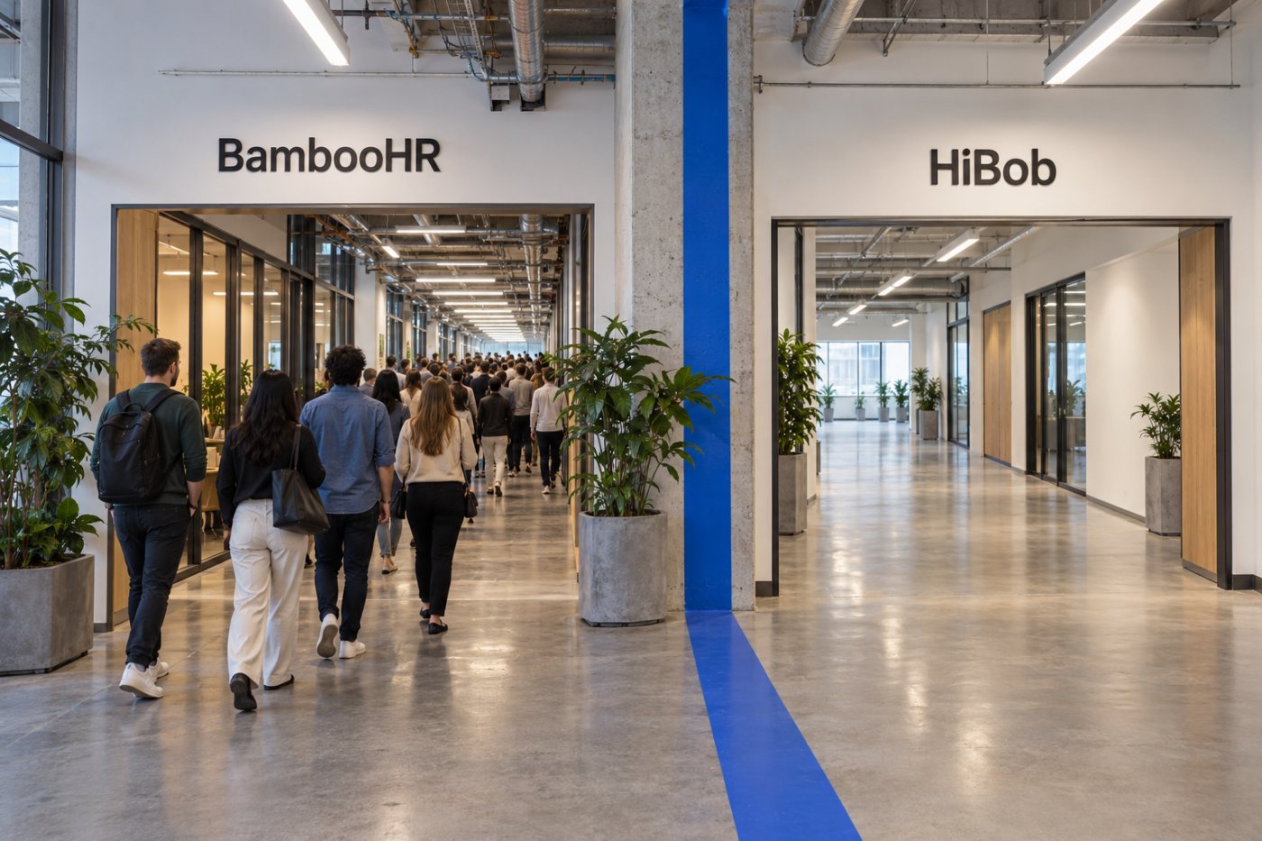 A BambooHR Core havi költségének szemléltető összevetése 25 és 100 dolgozónál, a HiBob egyedi árazásával szemben.