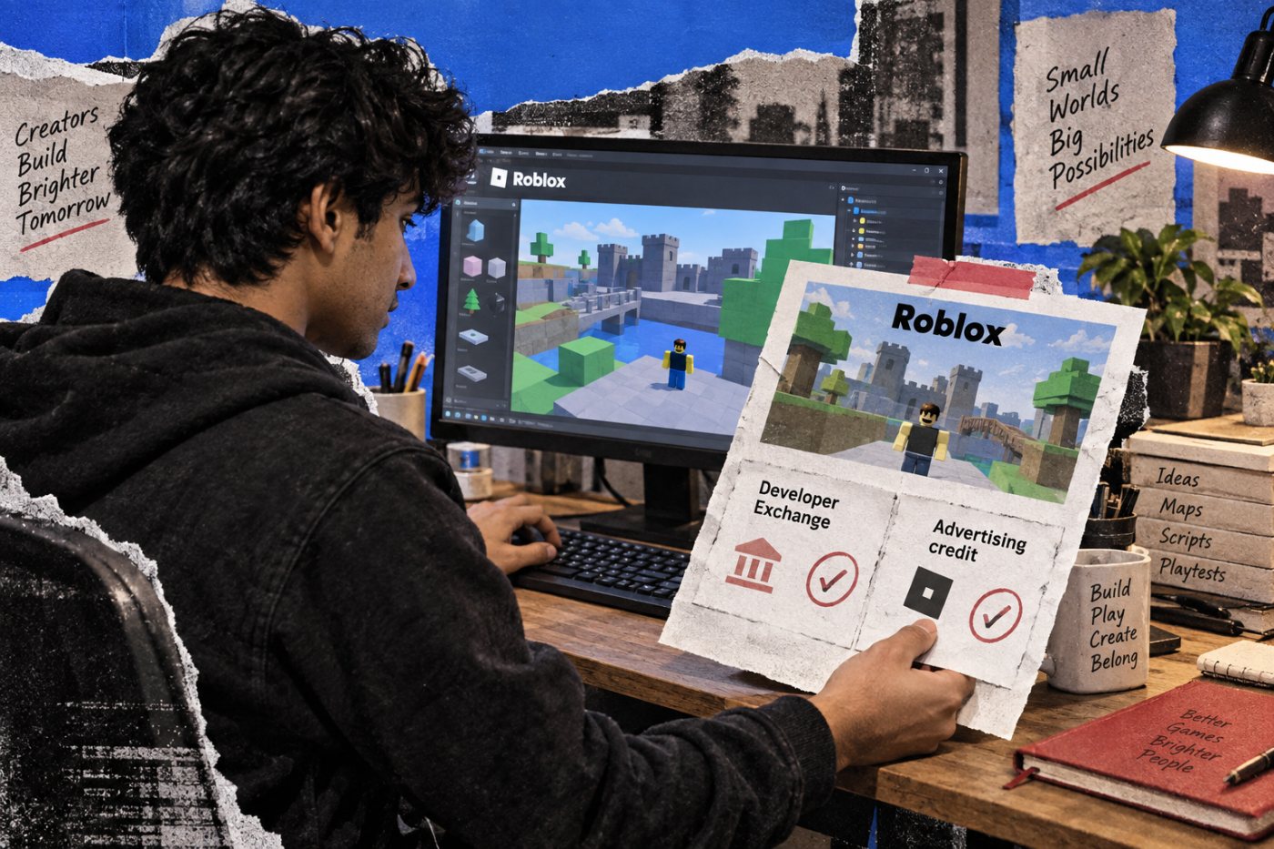 Roblox creator کی حاصل شدہ Robux، نقد Developer Exchange ادائیگی اور پلیٹ فارم پر دوبارہ استعمال ہونے والی رقم کا فرق