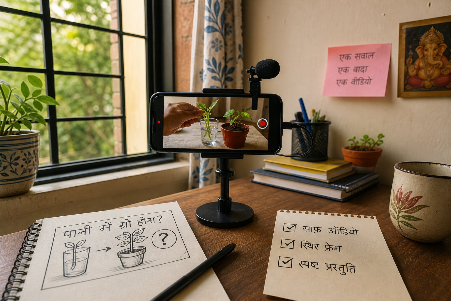 फोन, माइक्रोफोन और प्राकृतिक रोशनी से पहला यूट्यूब वीडियो रिकॉर्ड करने का न्यूनतम सेटअप