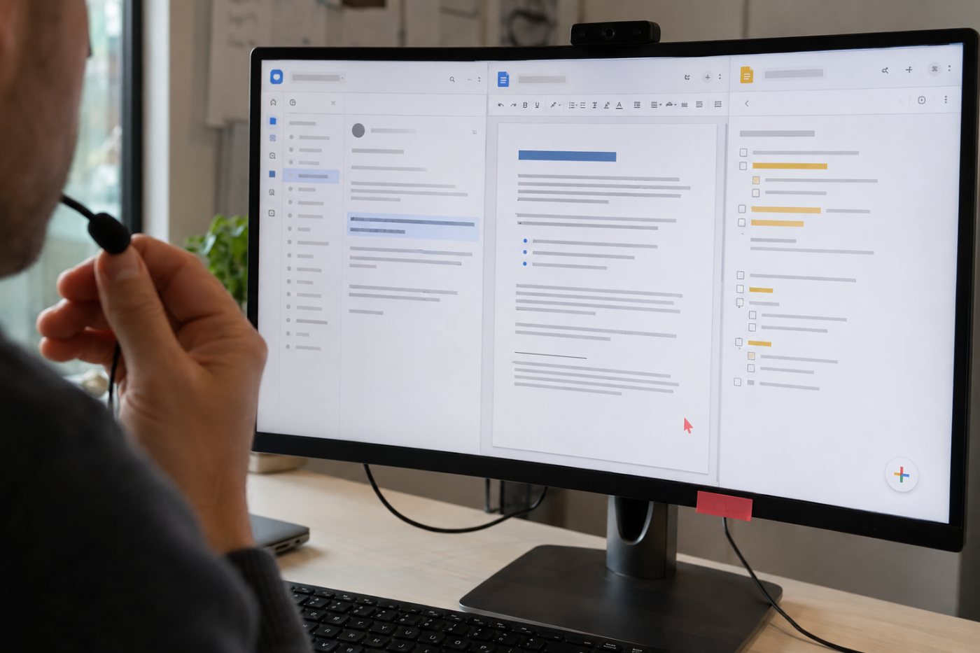 Gmail Live localiza un dato del correo, Docs Live crea un borrador y Keep Live organiza ideas habladas.