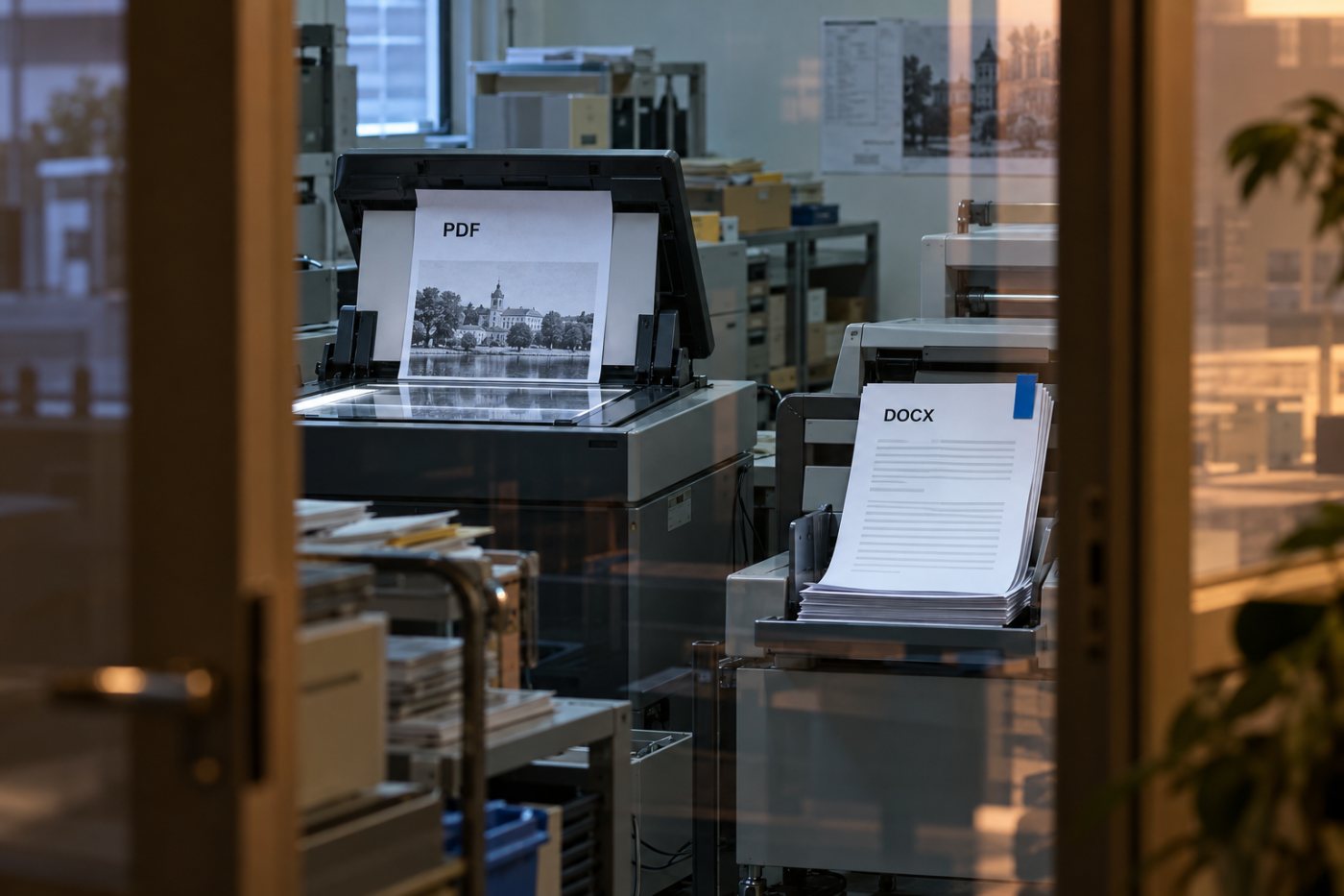 Сканаваны PDF захоўвае неперакладзены тэкст, тады як рэдагуемы дакумент можна перакласці як файл