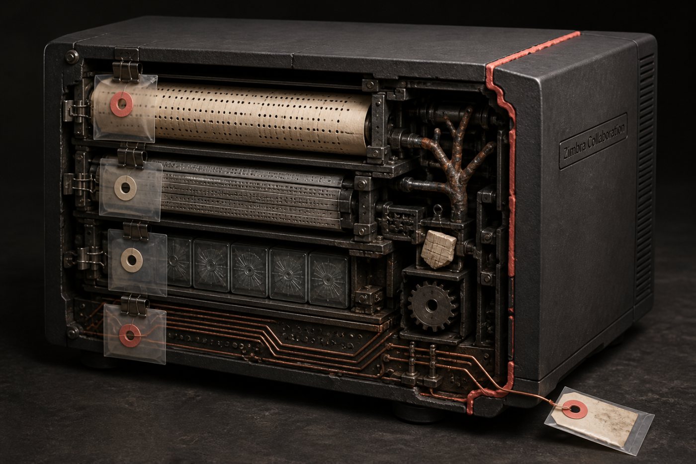 A patched Zimbra Collaboration server undergoes a compromise review using preserved service, authentication, process, and network records.