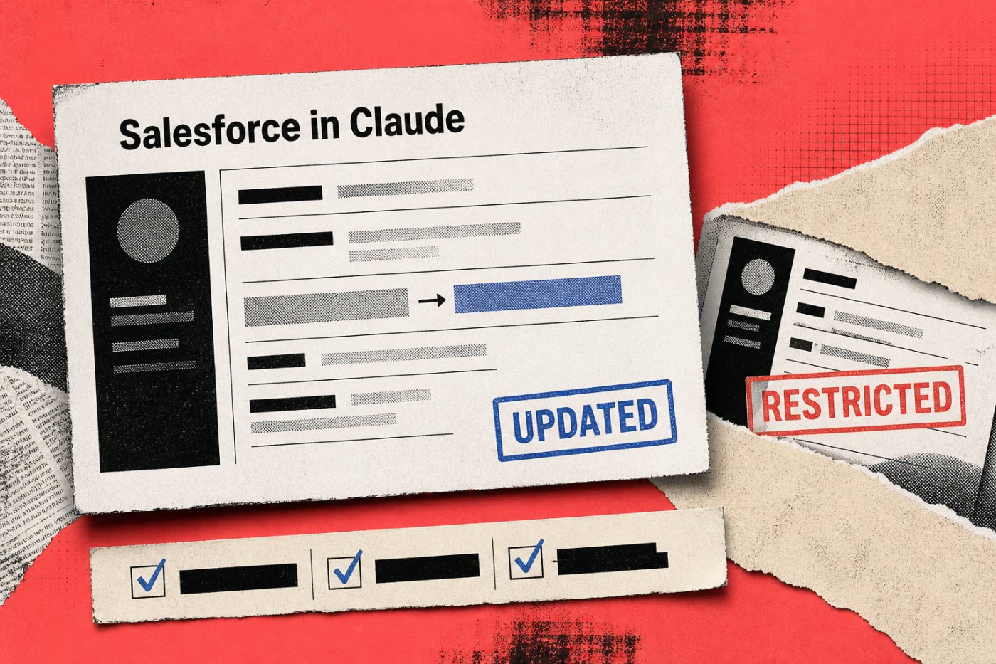 Pembaruan peluang melalui Claude berhasil, sementara rekaman terbatas tetap dilindungi izin Salesforce.