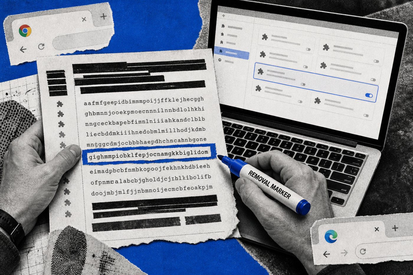 Abgleich installierter Chrome- und Edge-Erweiterungs-IDs mit der Liste der 19 gemeldeten Funde
