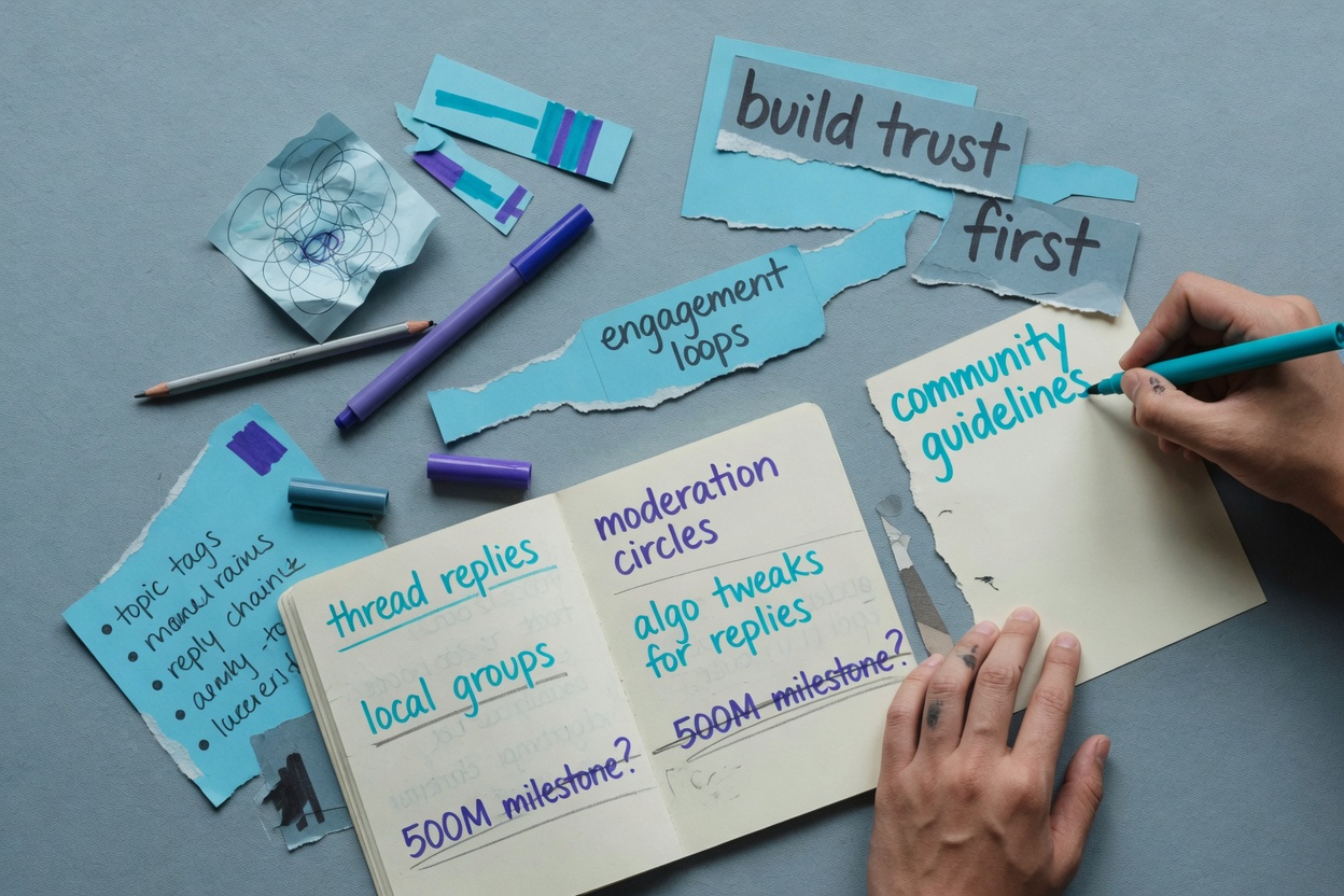Hands preparing content ideas for topic-focused communities