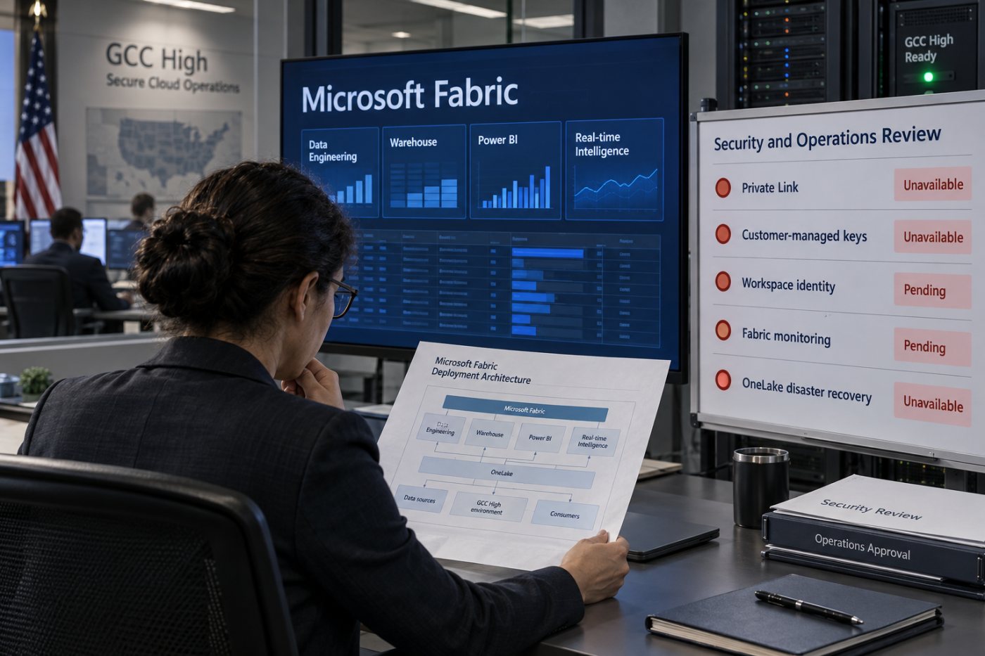 Microsoft Fabric GCC High 미리보기에서 지원되지 않는 보안·운영 통제를 검토하는 과정