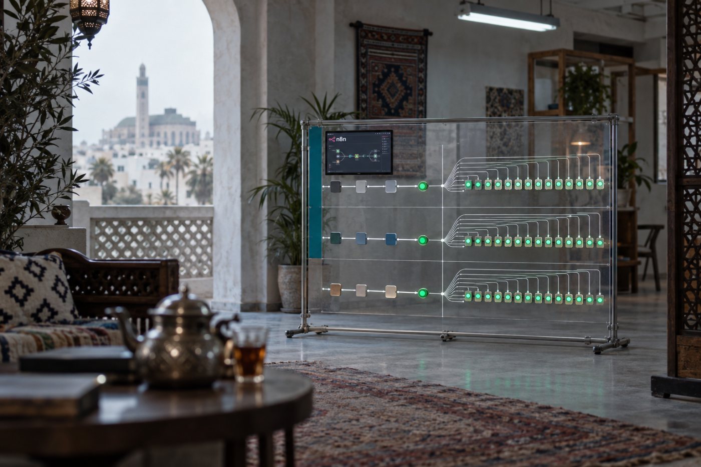 مقارنة حسابية بين تشغيلات n8n ومهام Zapier لتدفق افتراضي من خمسة عشر إجراءً عند أحجام تشغيل مختلفة.