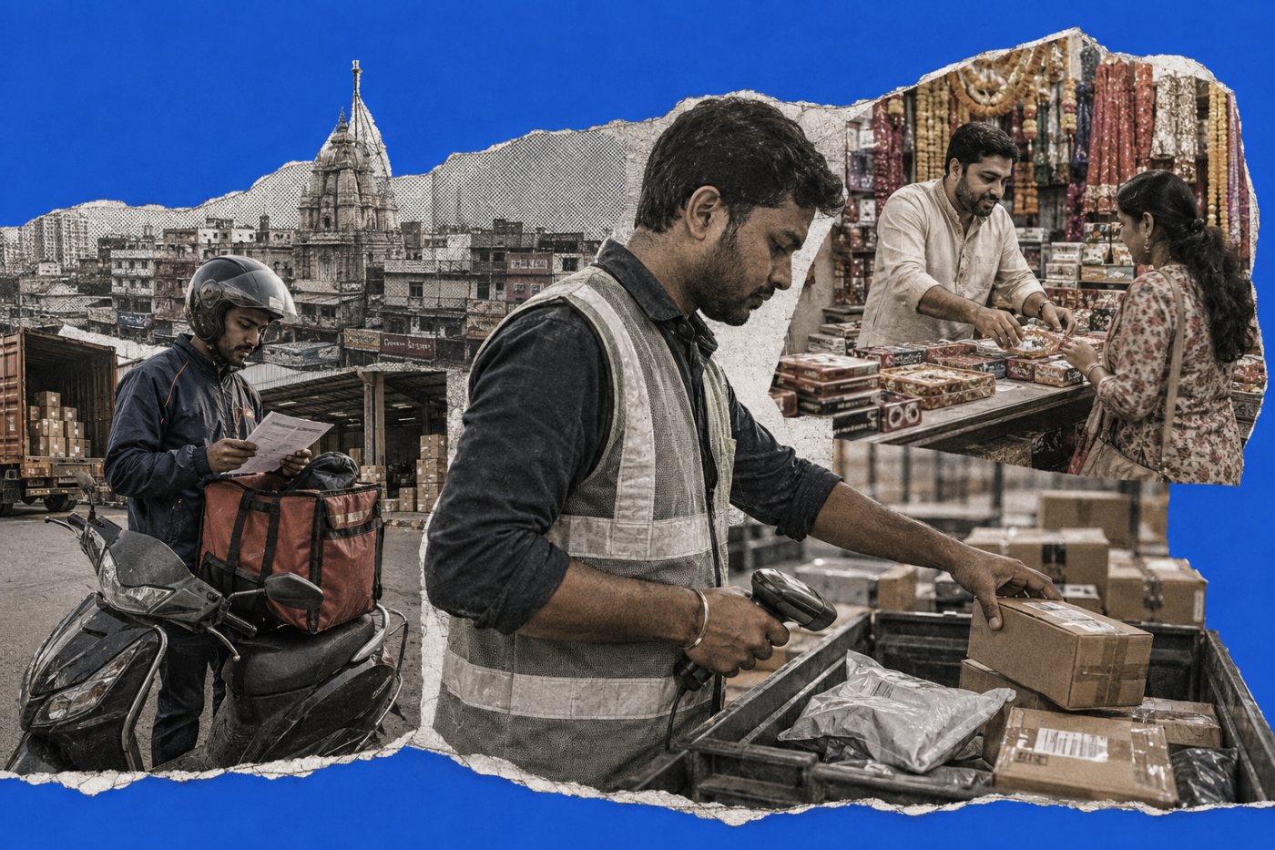 द्वितीय श्रेणी के भारतीय शहर में गोदाम, अंतिम-मील वितरण और खुदरा की अलग मौसमी भूमिकाएँ।
