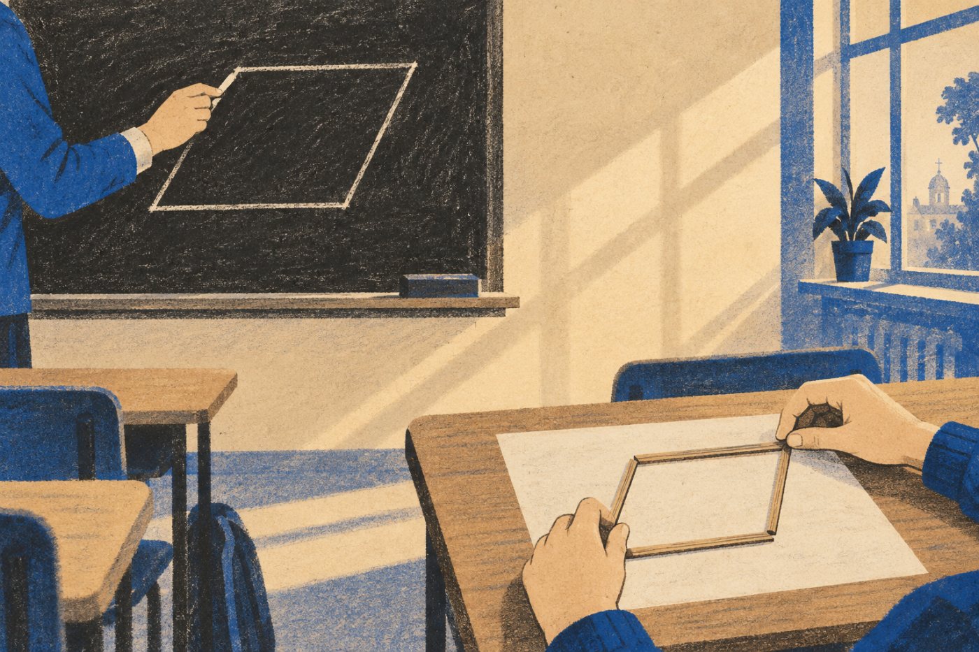 O explicație și un exercițiu de geometrie arată cum materialele de predare și practică reunite de EduResurse pot susține aceeași lecție.