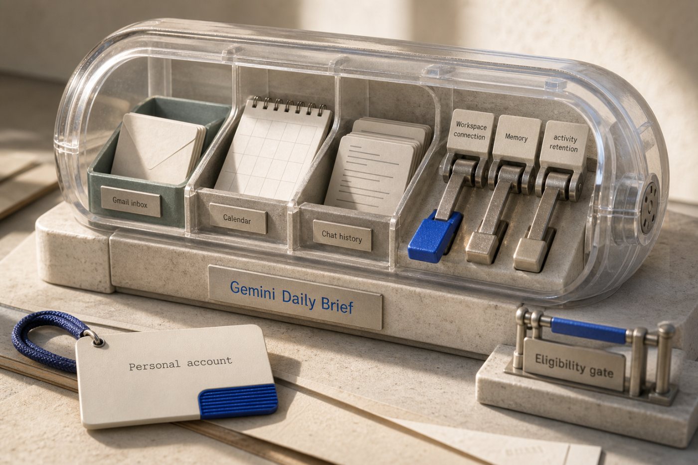 Gemini Daily Brief preflight review checks Workspace, Memory, and activity retention before activation.