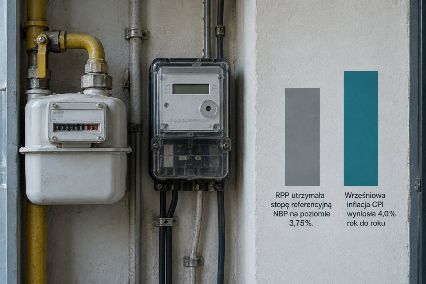 Liczniki gazu i energii elektrycznej wskazują obszar cen ważny dla listopadowej projekcji inflacji NBP.
