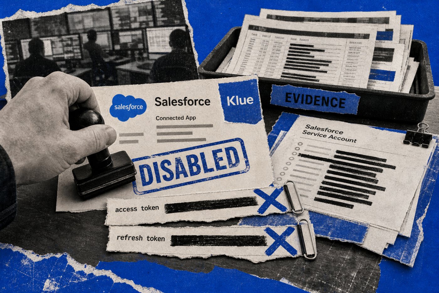 Quy trình ngắt tích hợp, thu hồi token và bảo toàn nhật ký Salesforce để điều tra sự cố Klue.
