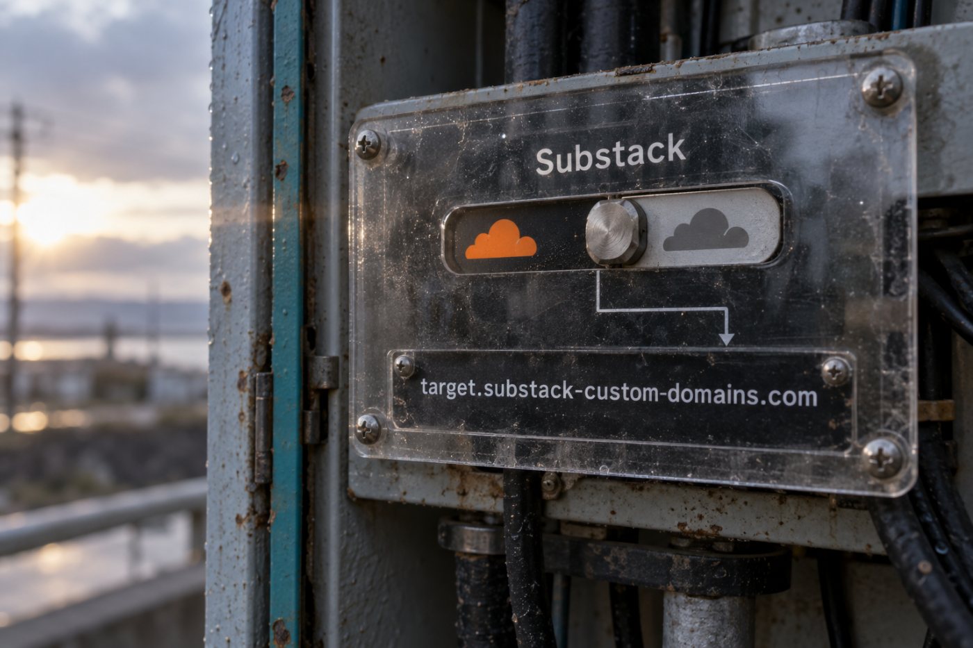 CNAME записът за Substack в Cloudflare е с изключено прокси и сочи към зададената цел.