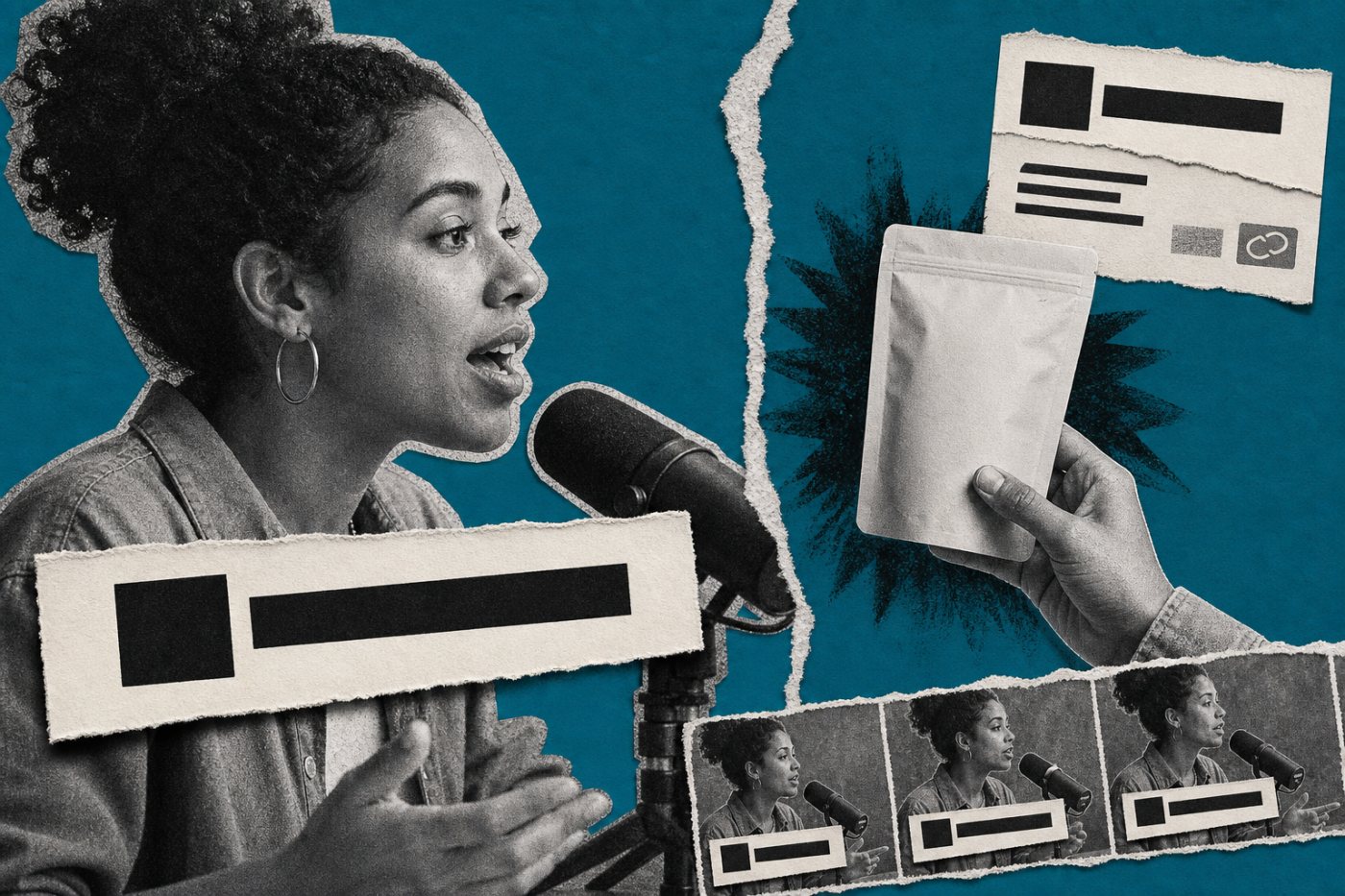 Spoken and visible sponsorship disclosures appear before an endorsement, with repeated notices planned for a live stream.