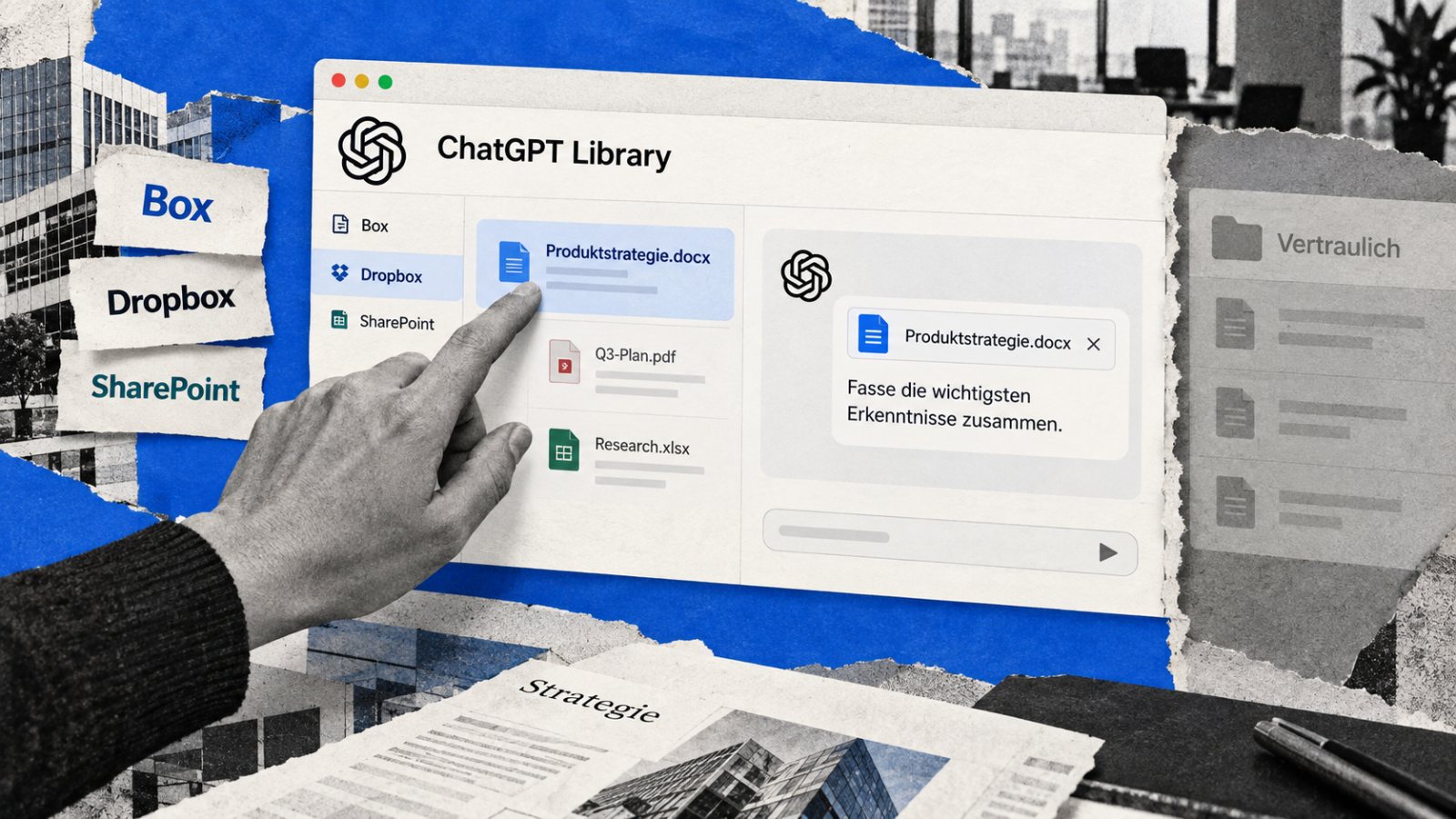 ChatGPT Library öffnet Box und SharePoint – nicht jede Datei wird sichtbar