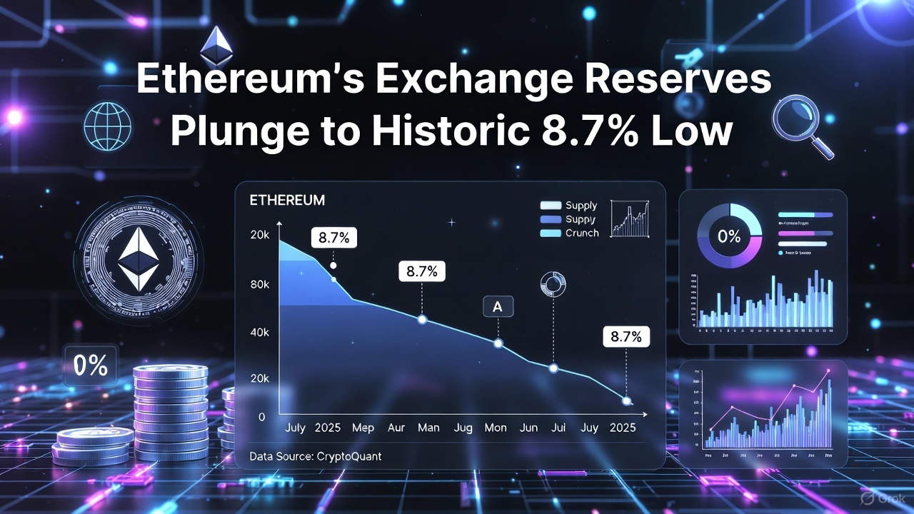 Ethereum's Exchange Reserves Plunge to Historic 8.7% Low: A Supply Crunch Poised to Ignite the Next Rally?