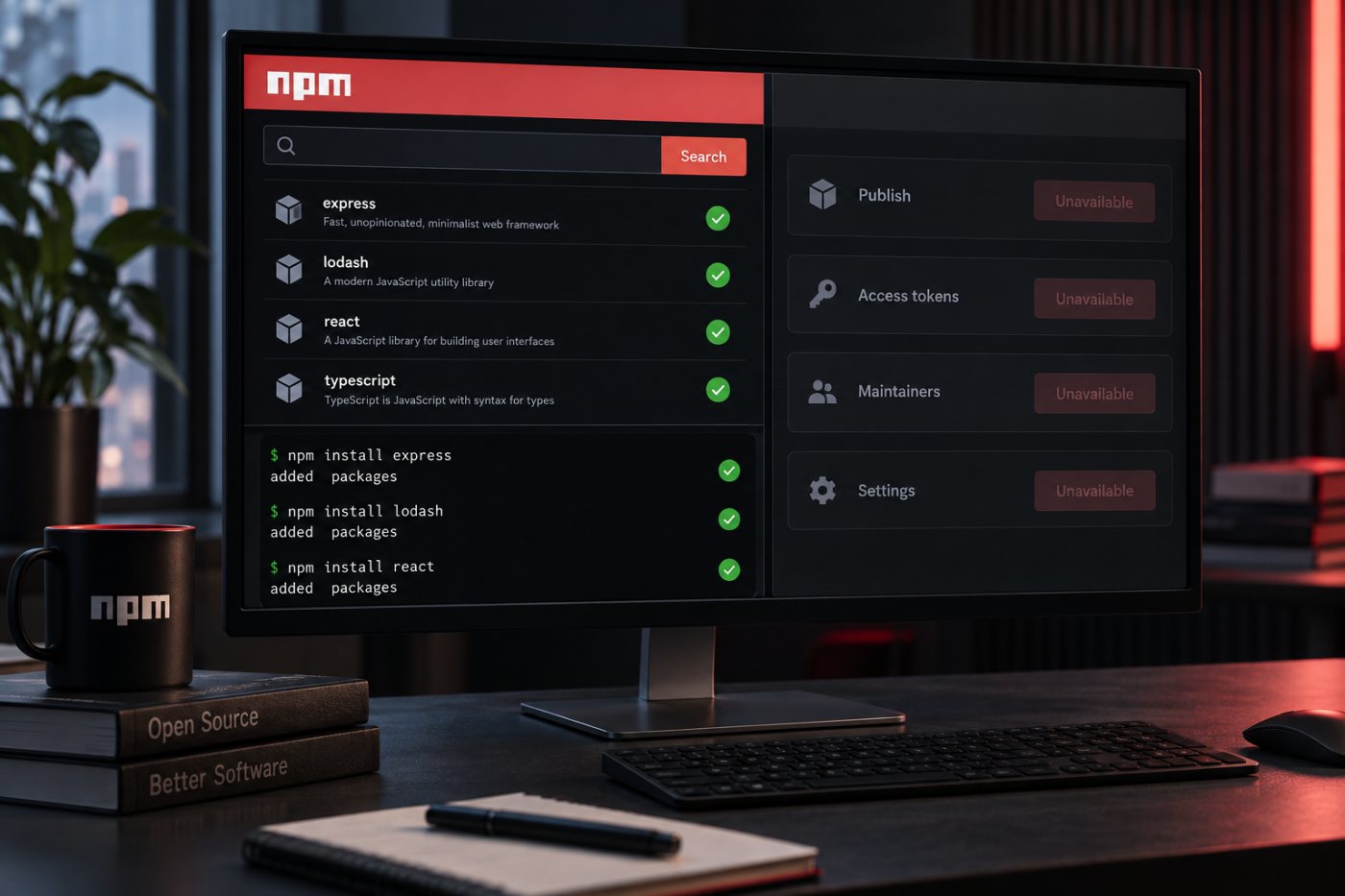 npm 보안 보류 중 가능한 패키지 설치와 제한되는 배포·토큰 생성