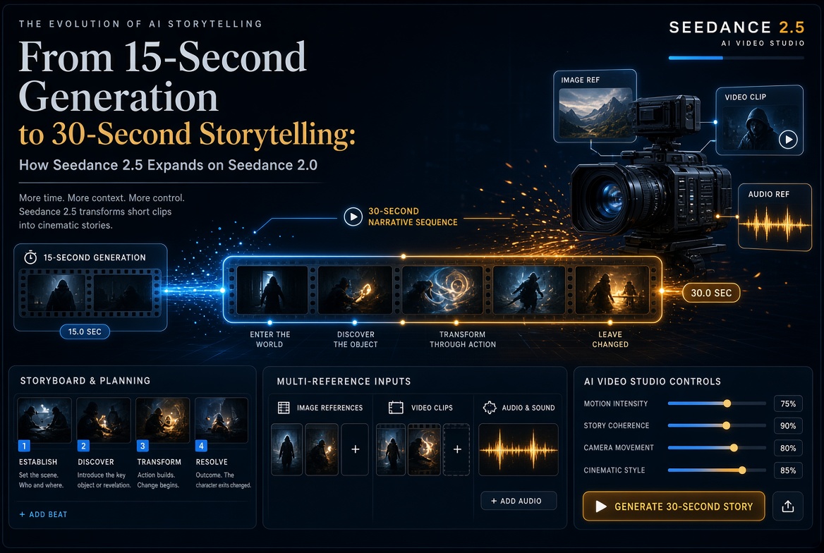 From 15-Second Generation to 30-Second Storytelling: How Seedance 2.5 Expands on Seedance 2.0