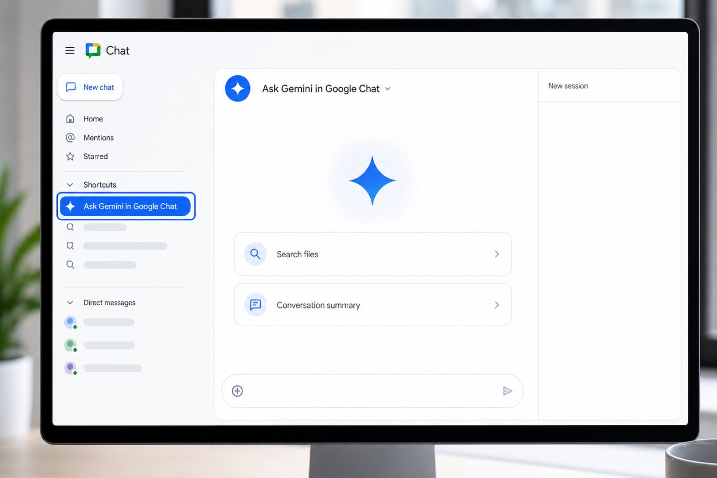 Ask Gemini pasa del panel lateral a un espacio propio con sesiones dentro de Google Chat.