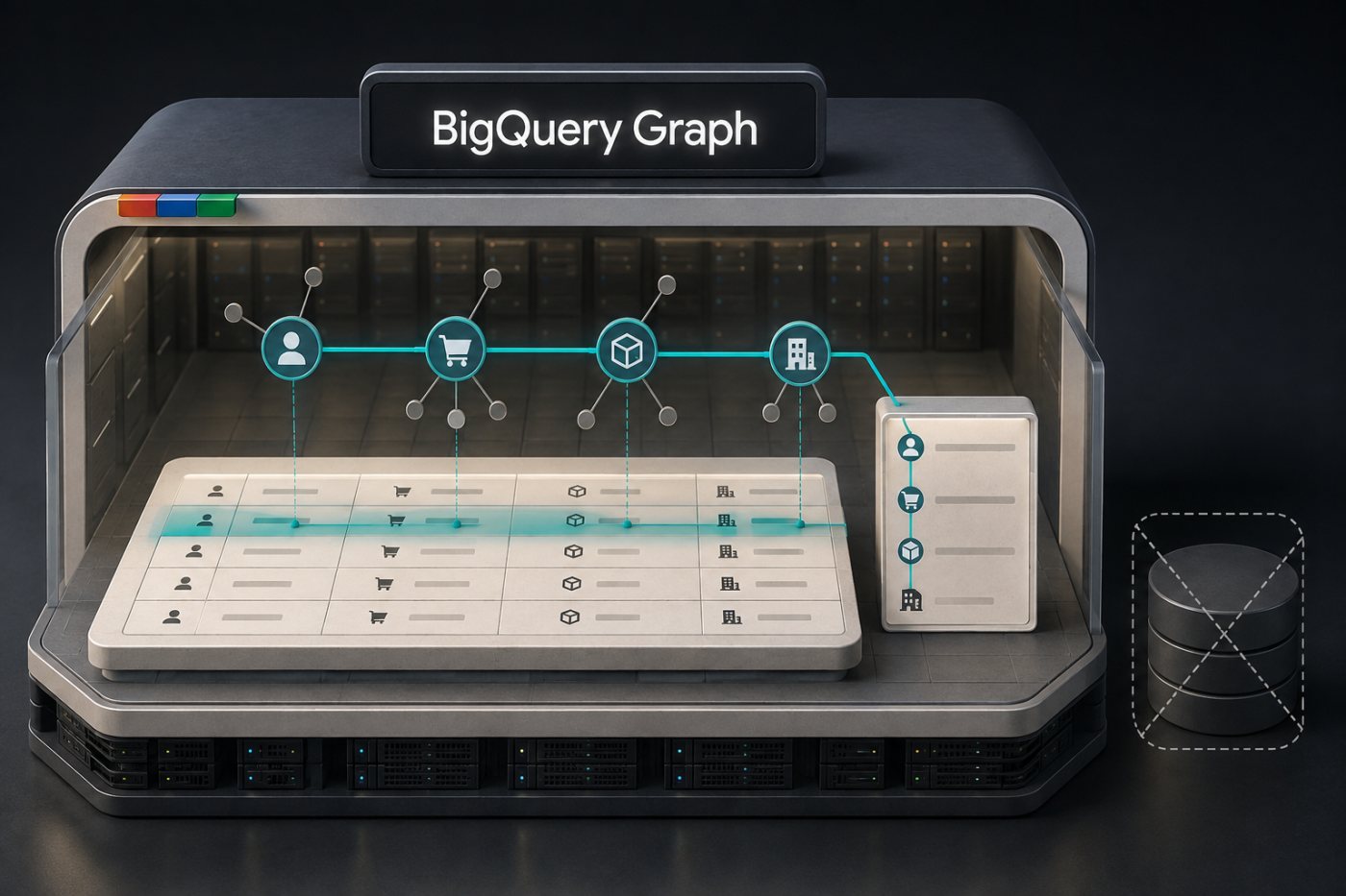BigQuery Graph ejecuta un recorrido nativo sobre las mismas tablas gobernadas del almacén.