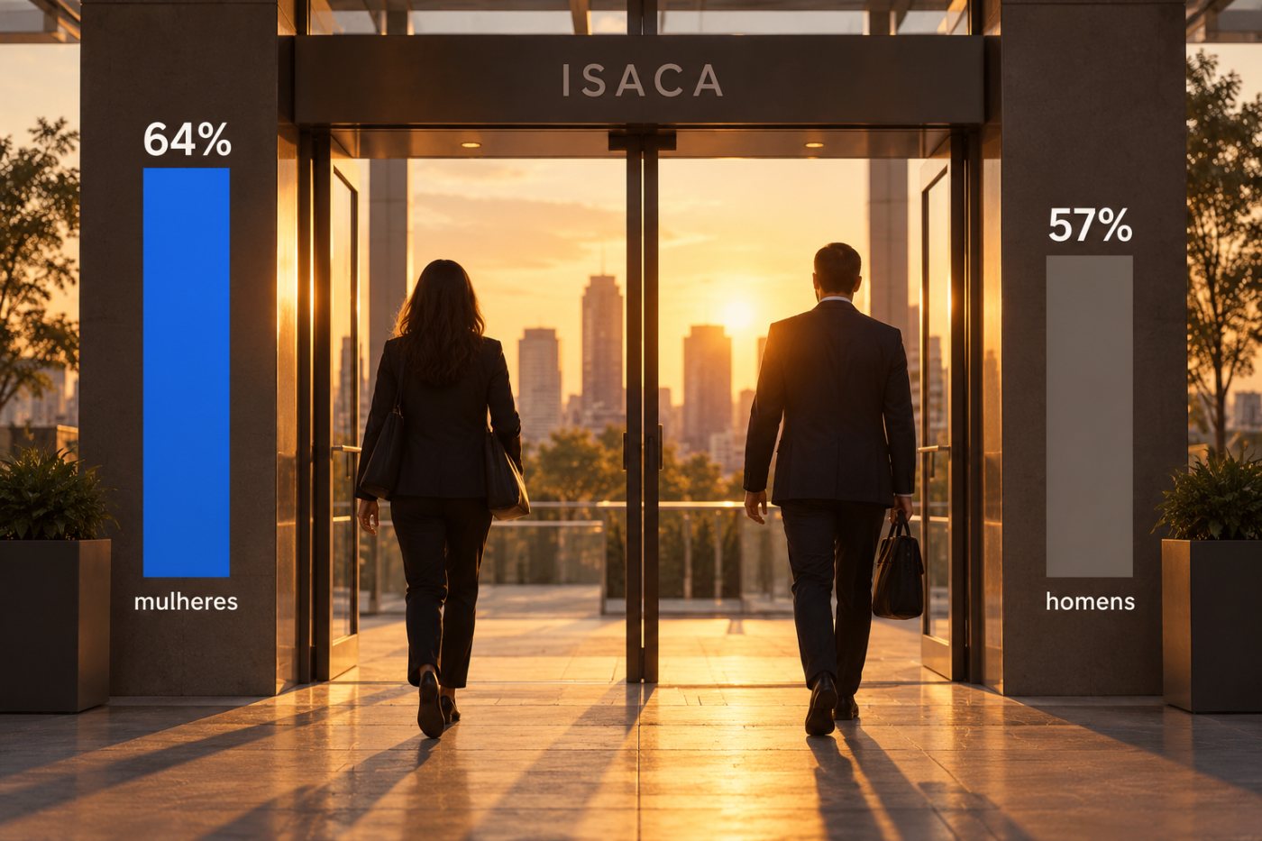Profissional de tecnologia ao fim do expediente, em referência ao maior relato de estresse ou esgotamento entre mulheres na pesquisa da ISACA.