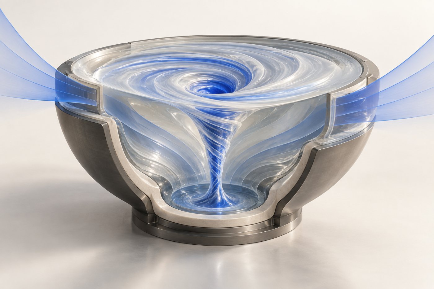 A smooth three-dimensional vortex contracts and stretches toward the finite-time singularity claimed by OpenAI.