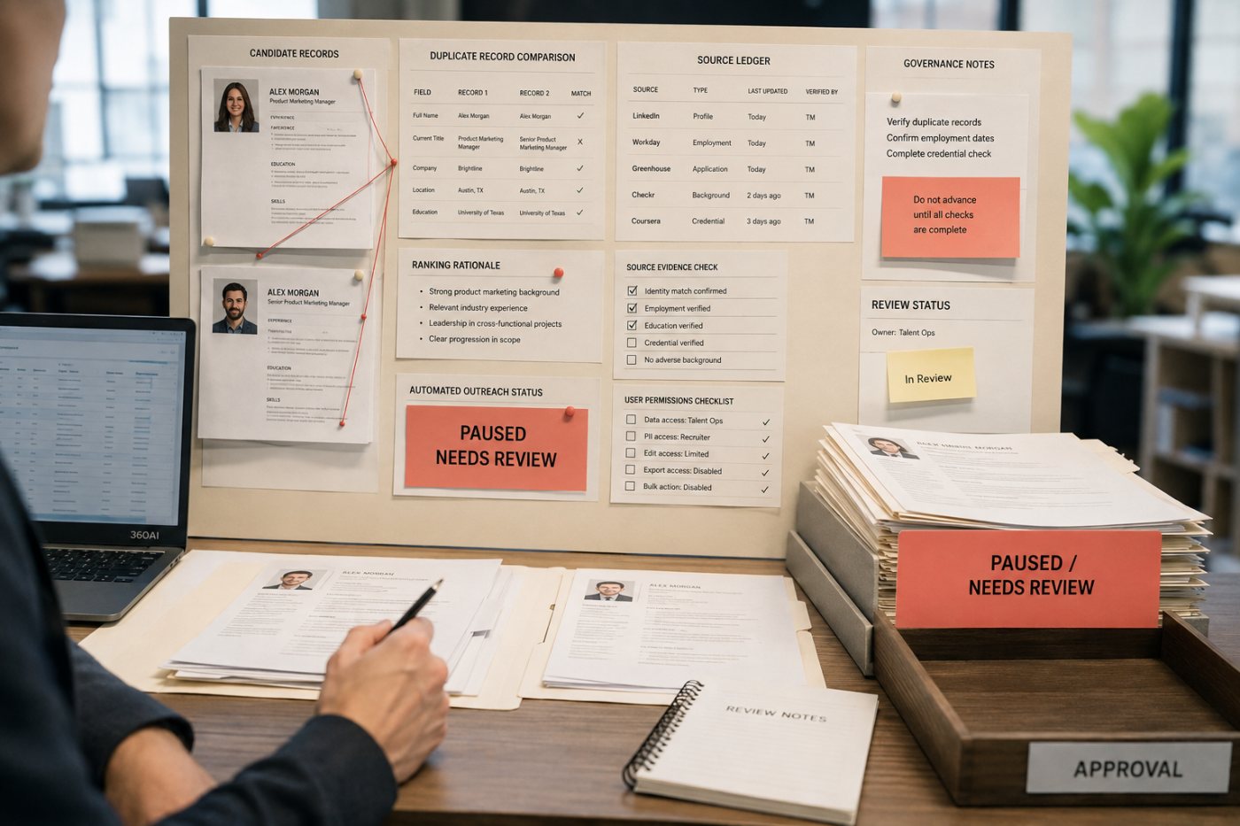 Un equipo revisa privacidad, precisión y permisos antes de ampliar la automatización con 360AI.