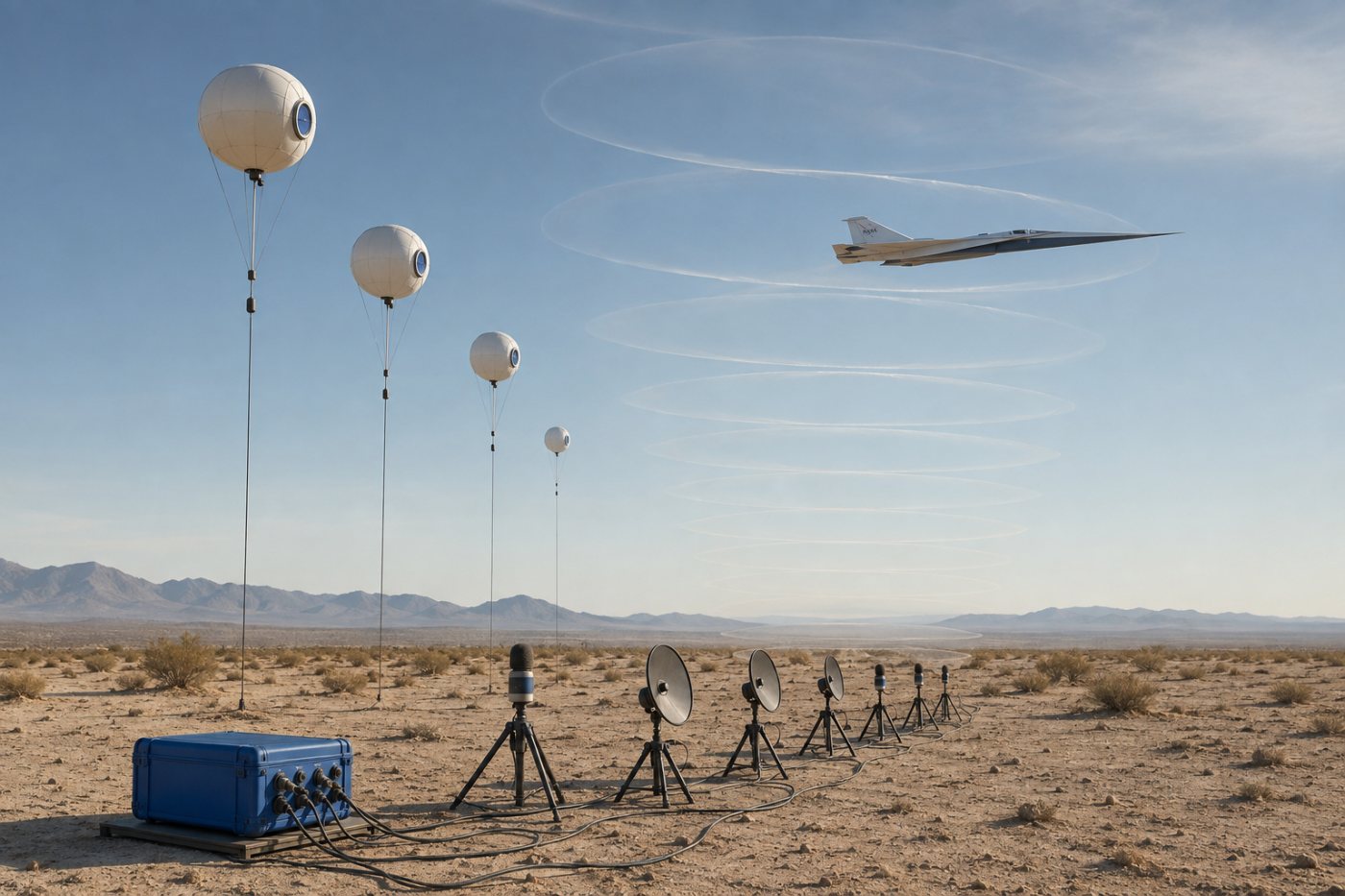NASA X-59의 소닉 섬프를 지상과 공중에서 측정하는 후속 음향 검증 과정