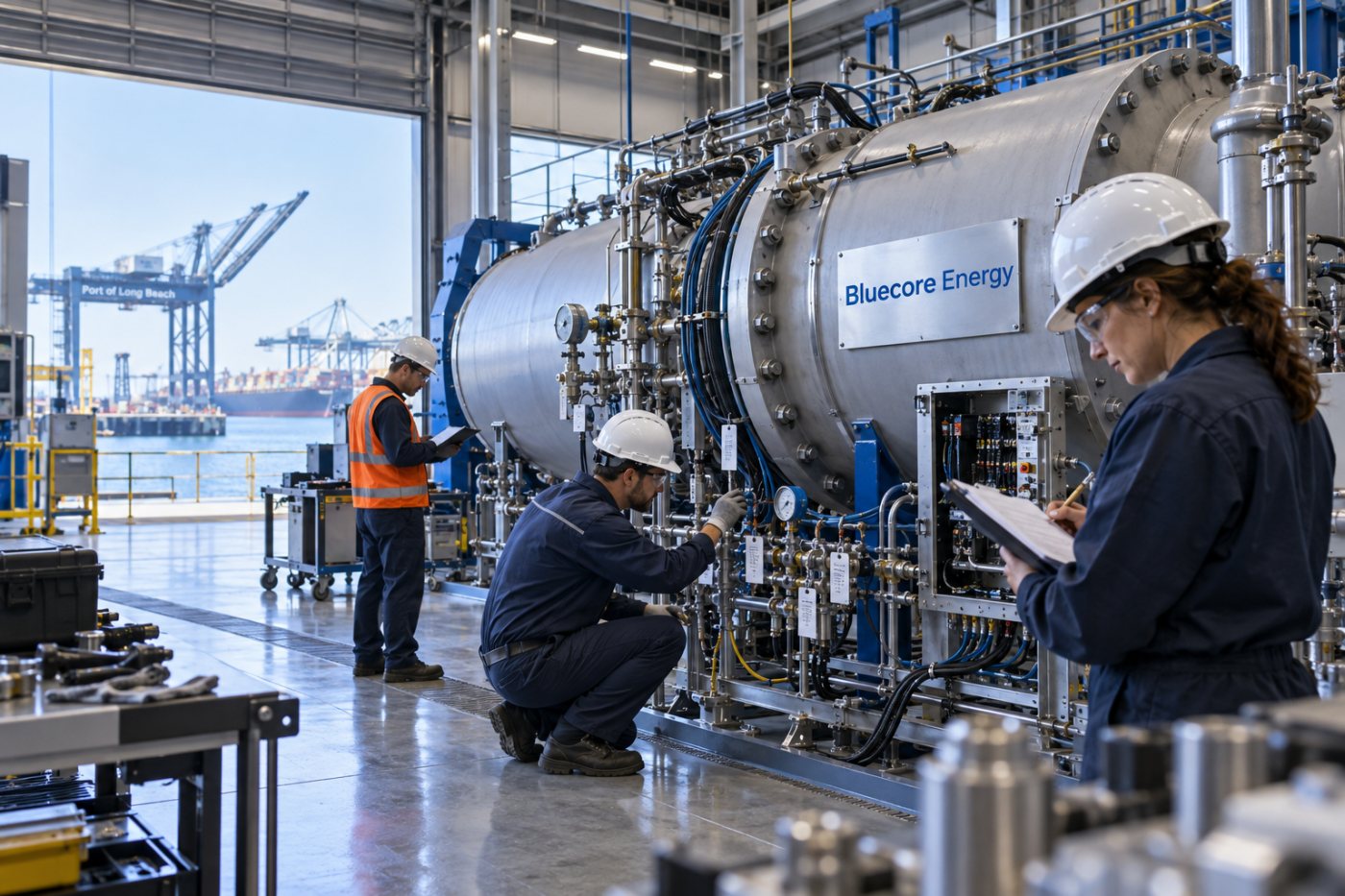 Инженерная проверка компонентов будущей плавучей атомной системы Bluecore Energy на исследовательской площадке в Лонг-Бич